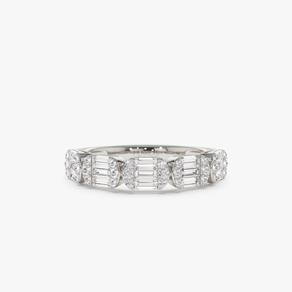 OBFJ1507 - 14k Baguette and Round Diamond Anniversary Ring 7