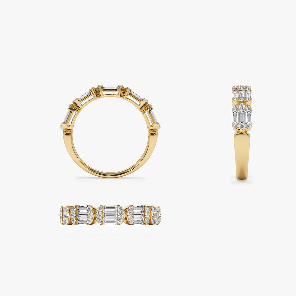 OBFJ1507 - 14k Baguette and Round Diamond Anniversary Ring 9