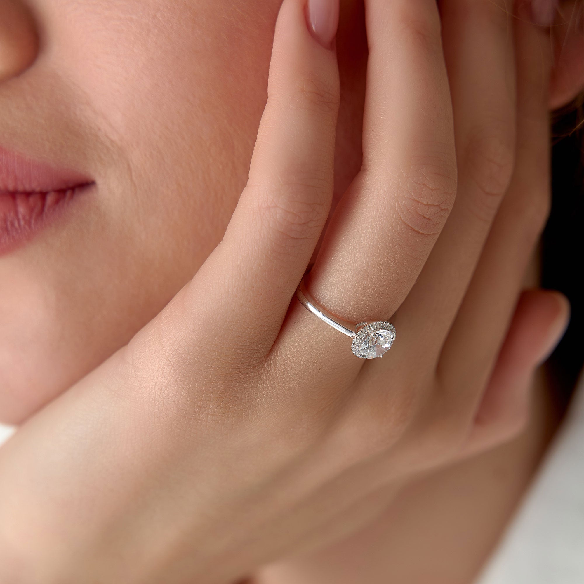 OBFJ1414 - 1.20 ctw 14k Halo Setting Round Lab Grown Diamond Engagement Ring - Vivien 5