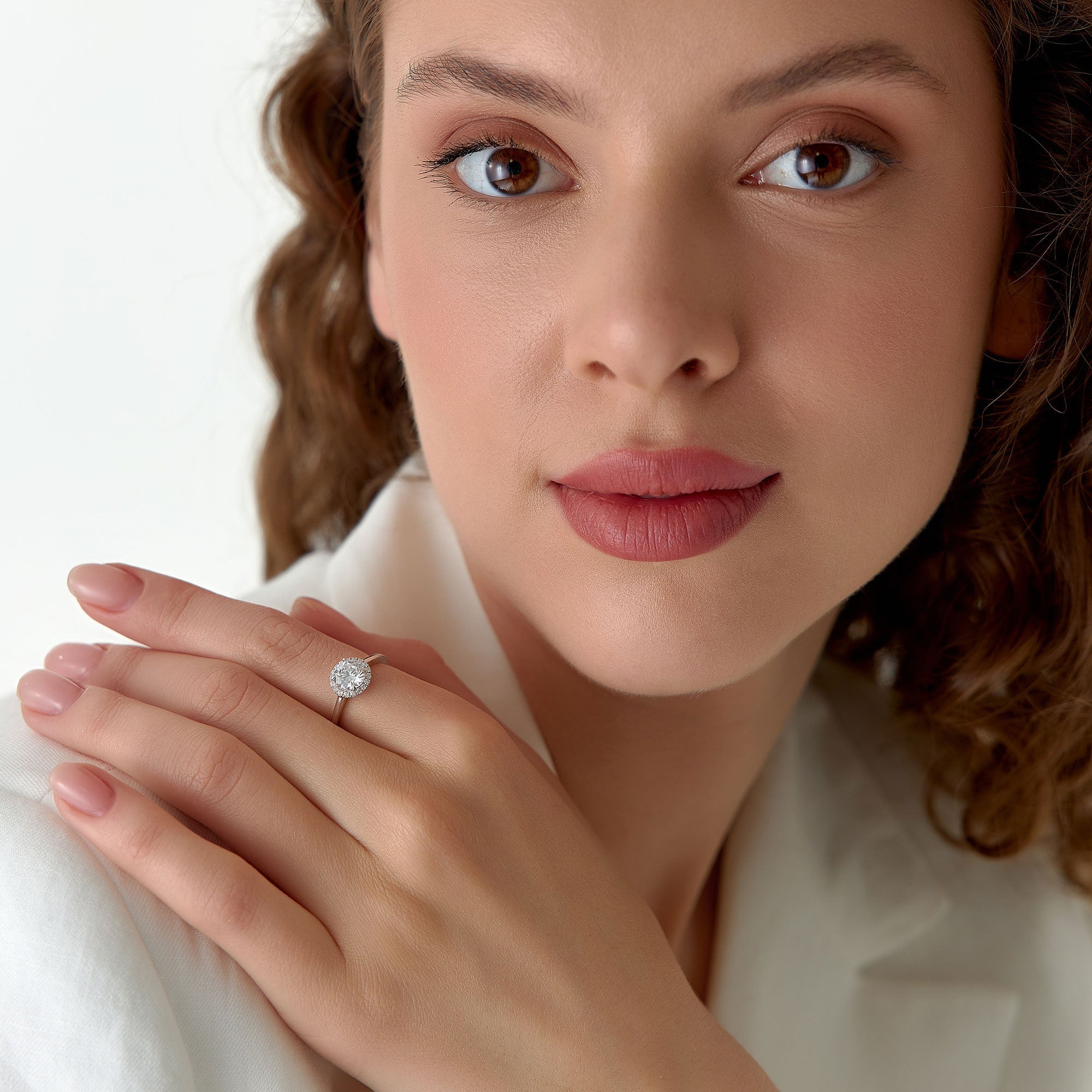 OBFJ1414 - 1.20 ctw 14k Halo Setting Round Lab Grown Diamond Engagement Ring - Vivien 3