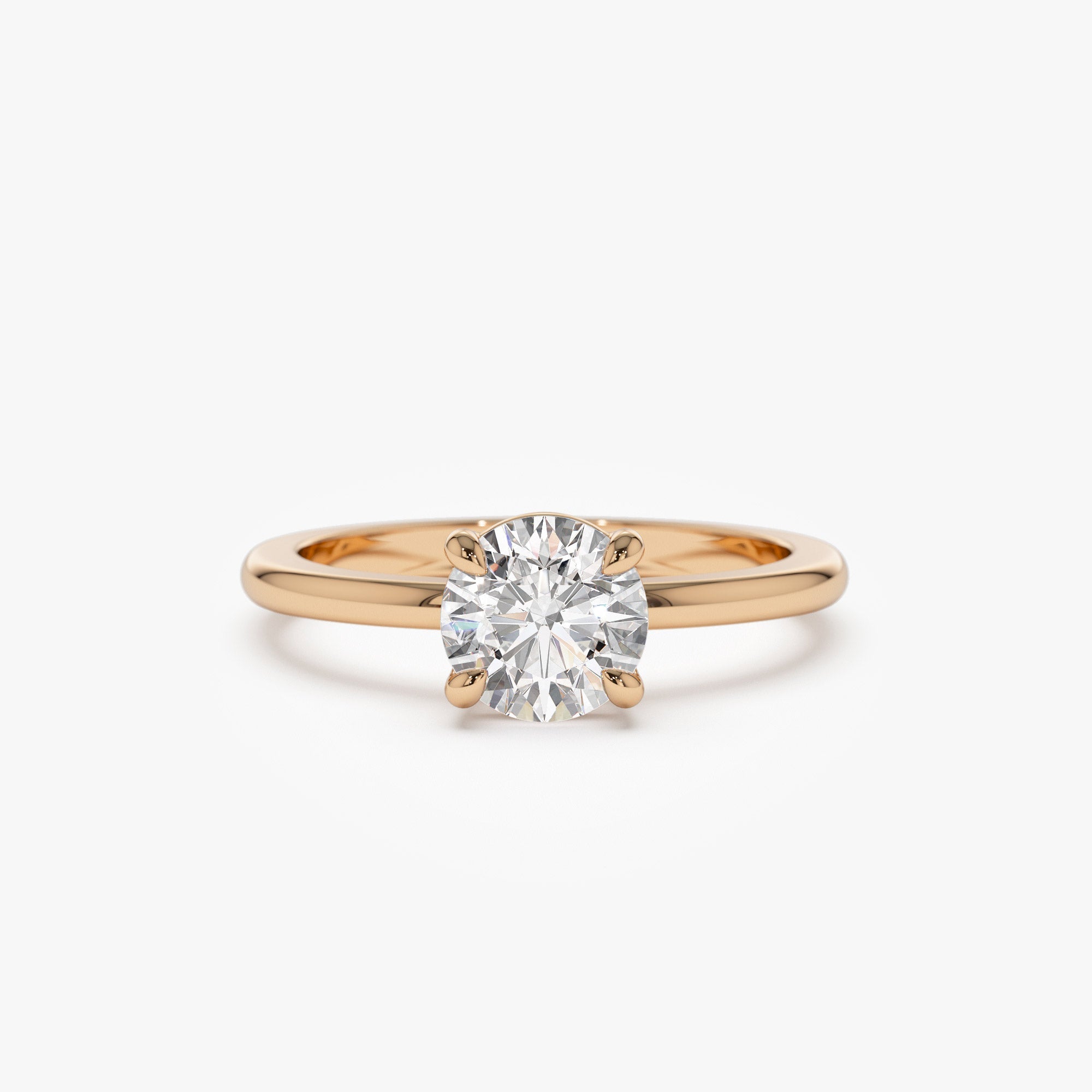 OBFJ1418 - 1.00 ctw 14k 4 Prong Basket Setting Round Lab Grown Diamond Engagement Ring - Kate 6