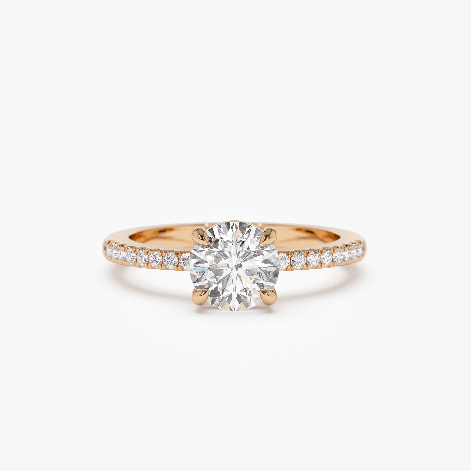 OBFJ1412 - 1.15 ctw 14k Classic Basket Setting Lab Grown Round Diamond Engagement Ring - Violet 7