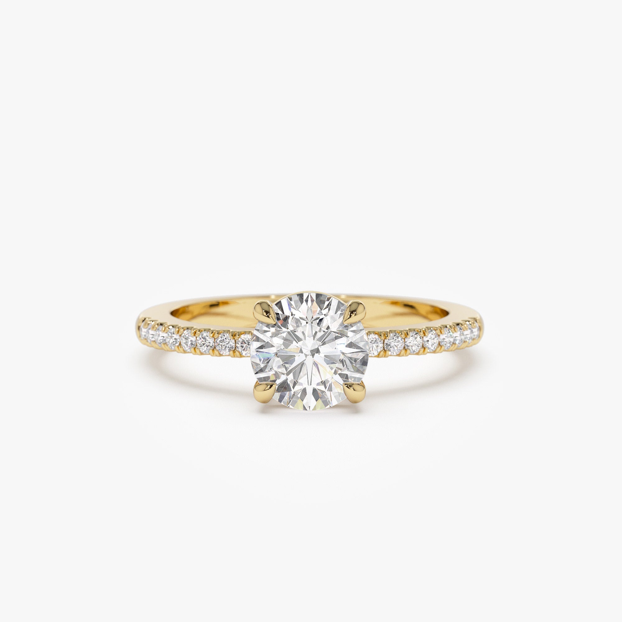 OBFJ1412 - 1.15 ctw 14k Classic Basket Setting Lab Grown Round Diamond Engagement Ring - Violet 1