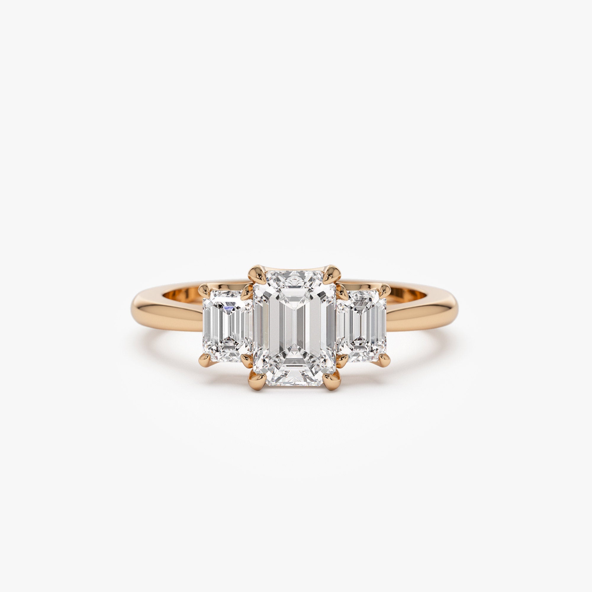 OBFJ1405 - 1.50 ctw 14k Emerald Cut Lab Grown Diamond Three Stone Engagement Ring - Julie 7