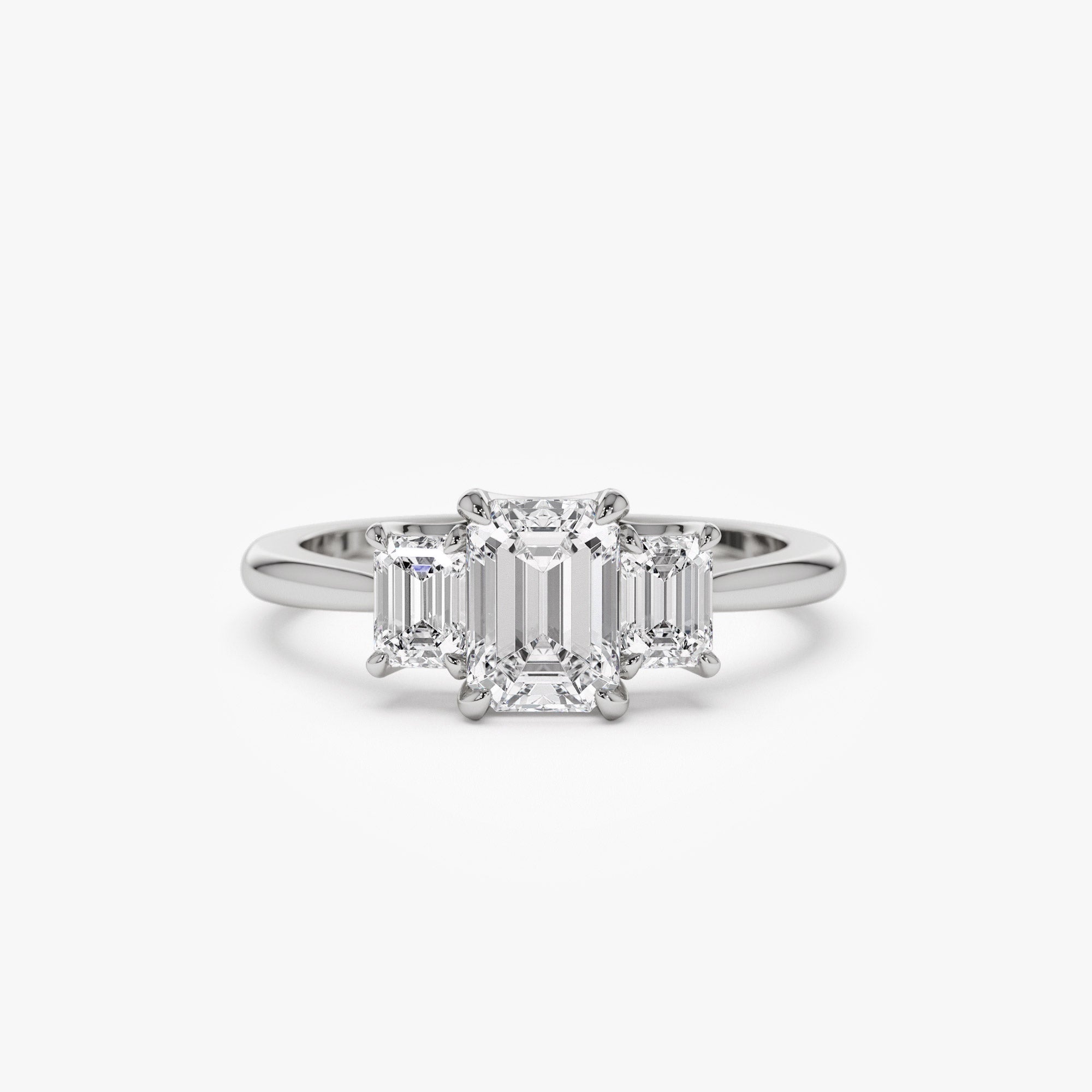 OBFJ1405 - 1.50 ctw 14k Emerald Cut Lab Grown Diamond Three Stone Engagement Ring - Julie 6