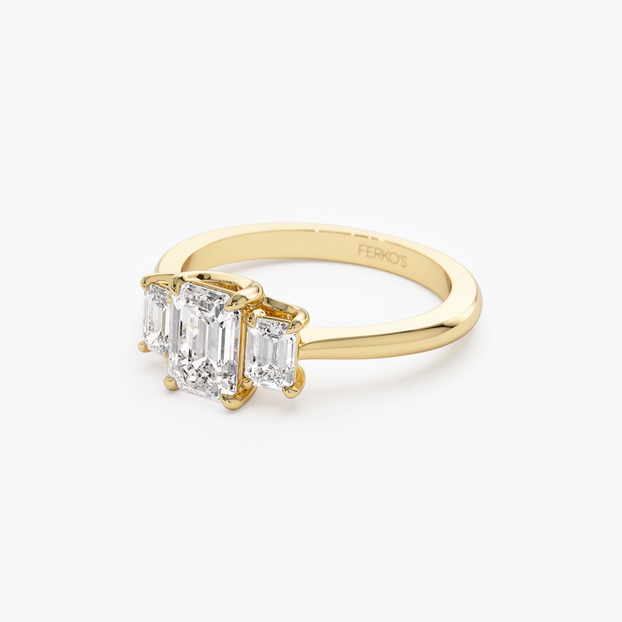 OBFJ1405 - 1.50 ctw 14k Emerald Cut Lab Grown Diamond Three Stone Engagement Ring - Julie 8