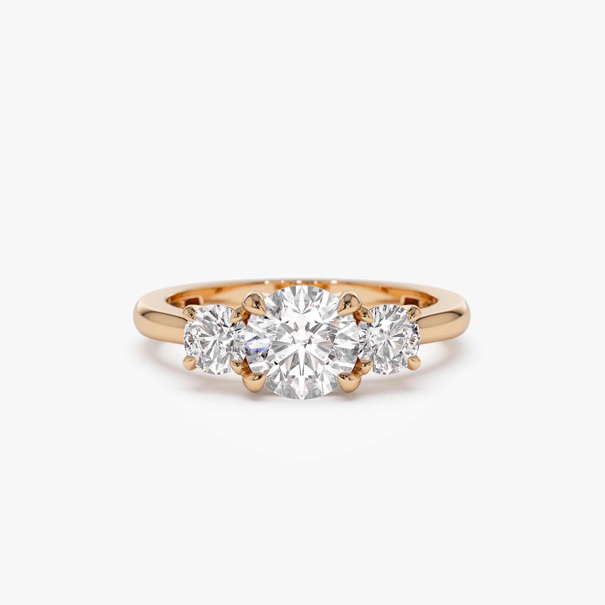 OBFJ1401 - 1.50 ctw 14k Round Lab Grown Diamond Three Stone Engagement Ring - Grace 8