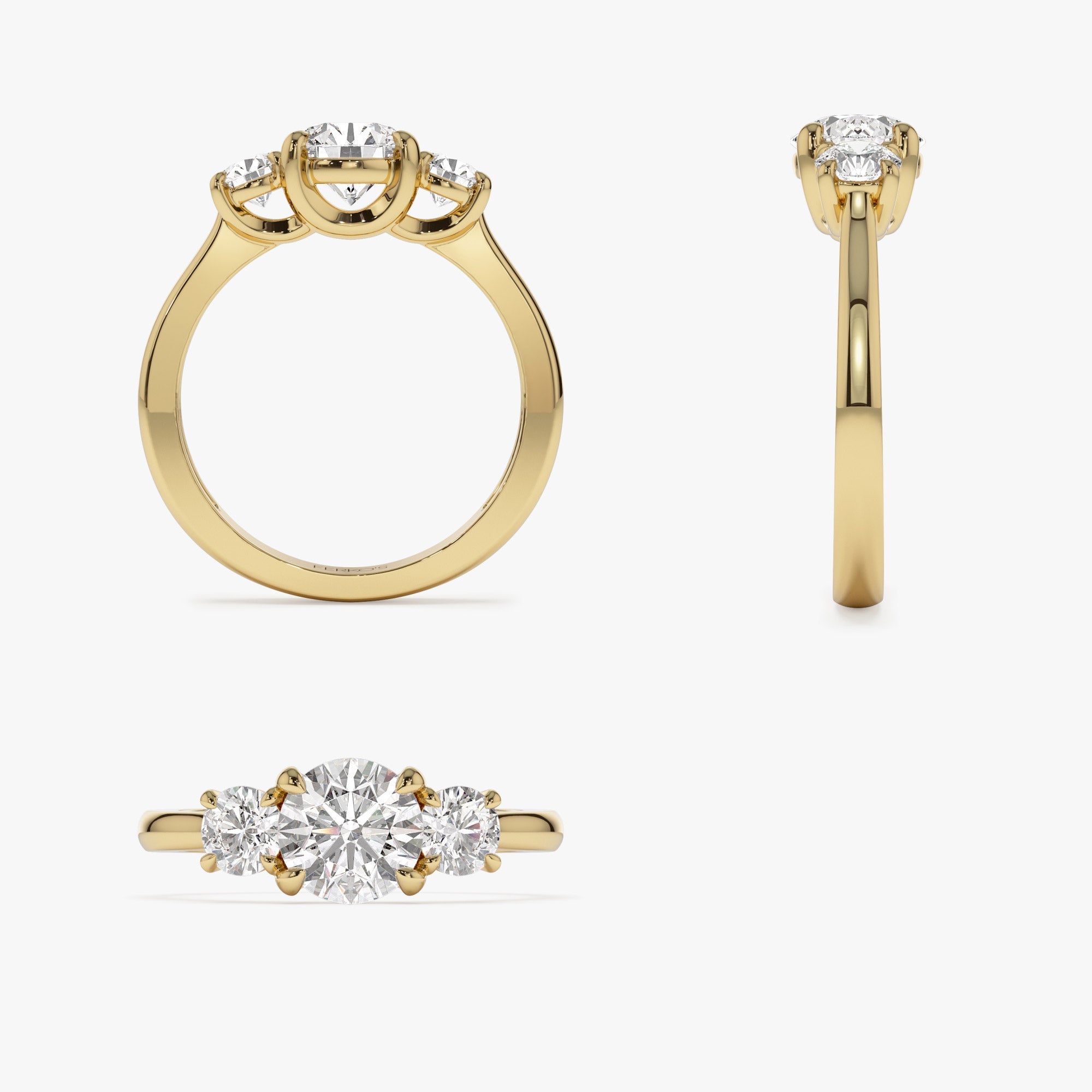OBFJ1401 - 1.50 ctw 14k Round Lab Grown Diamond Three Stone Engagement Ring - Grace 10