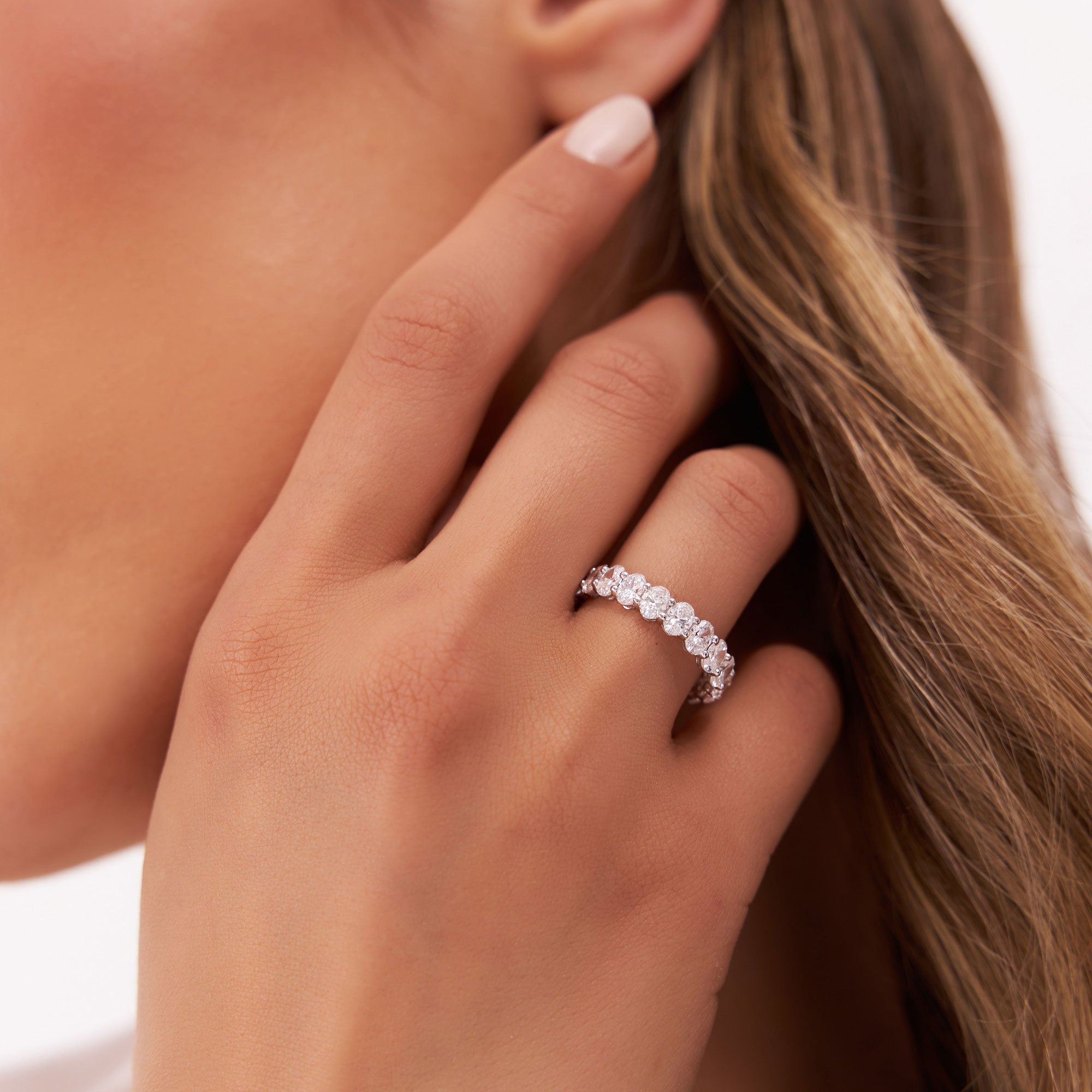 OBFJ1382 - 3.5 ctw 14k Prong Setting Full Eternity Oval Shape Lab Grown Diamond Ring - Ember 4