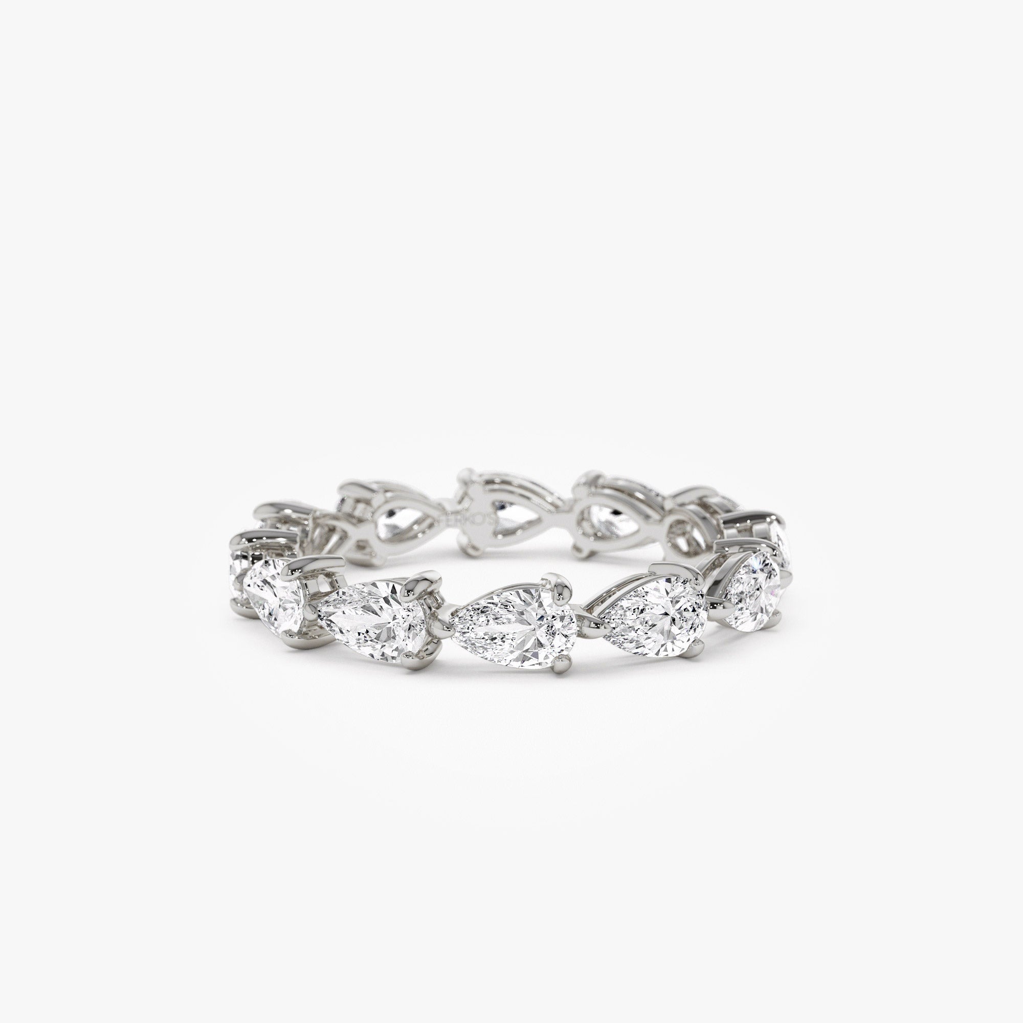 OBFJ0022 - 2.30 Ctw Pear Shape Horizontal Full Eternity Lab Grown Diamond Ring - Mia - 14K White Gold 1