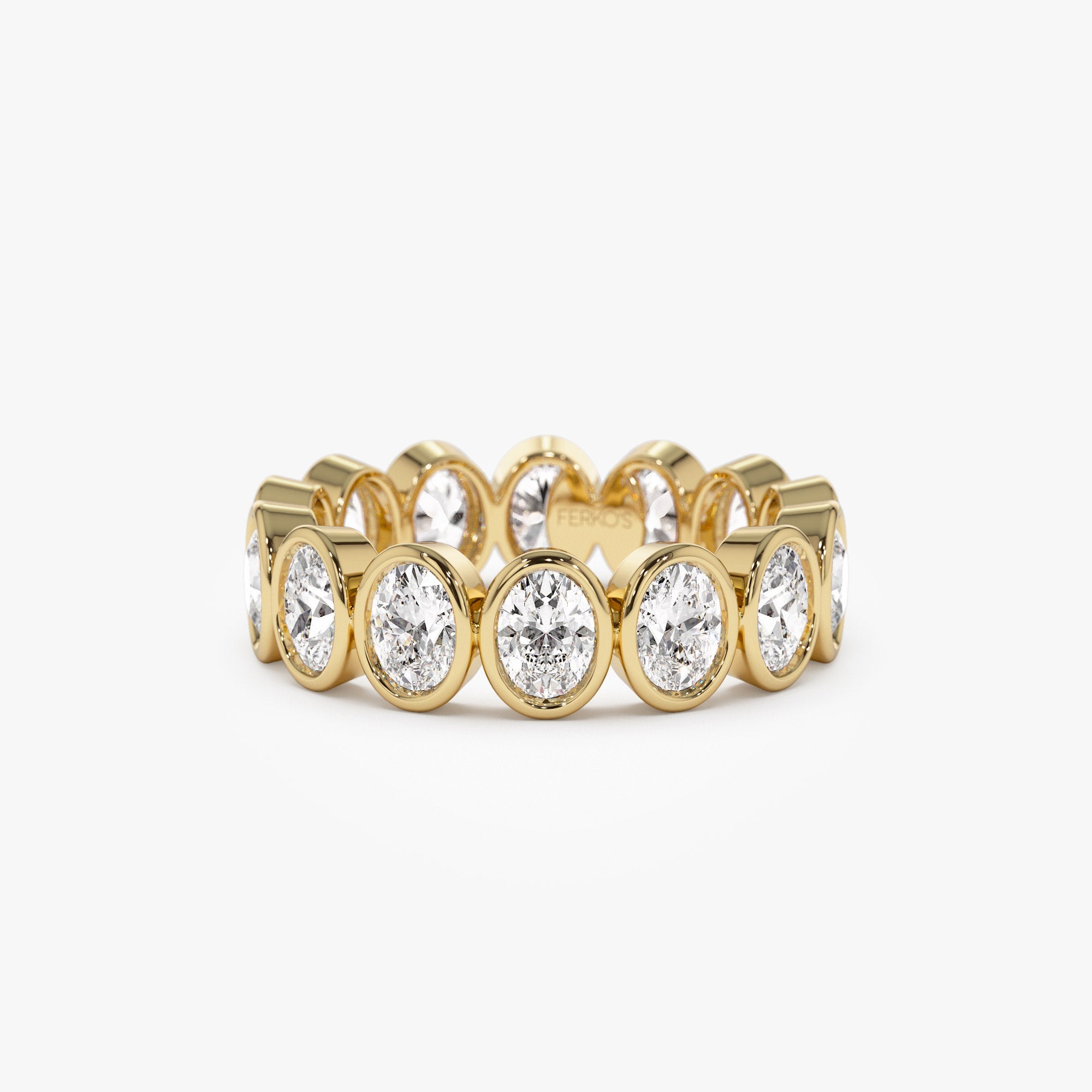 OBFJ1395 - 2.75 ctw 14k Bezel Setting Full Eternity Oval Shape Lab Grown Diamond Ring - Ella 1