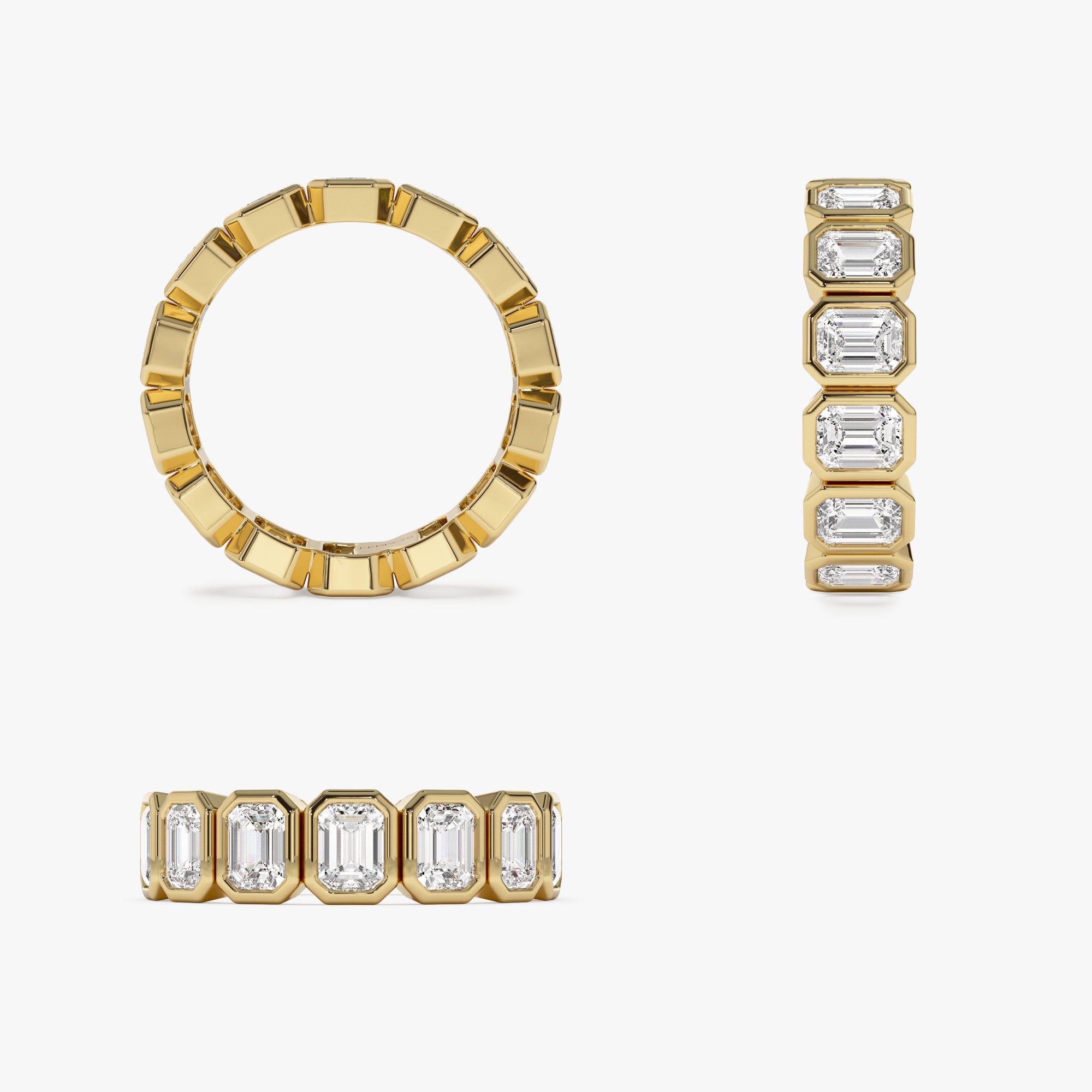OBFJ1394 - 3.50 ctw 14k Bezel Setting Full Eternity Emerald Cut Lab Grown Diamond Wedding Ring - Nova 7