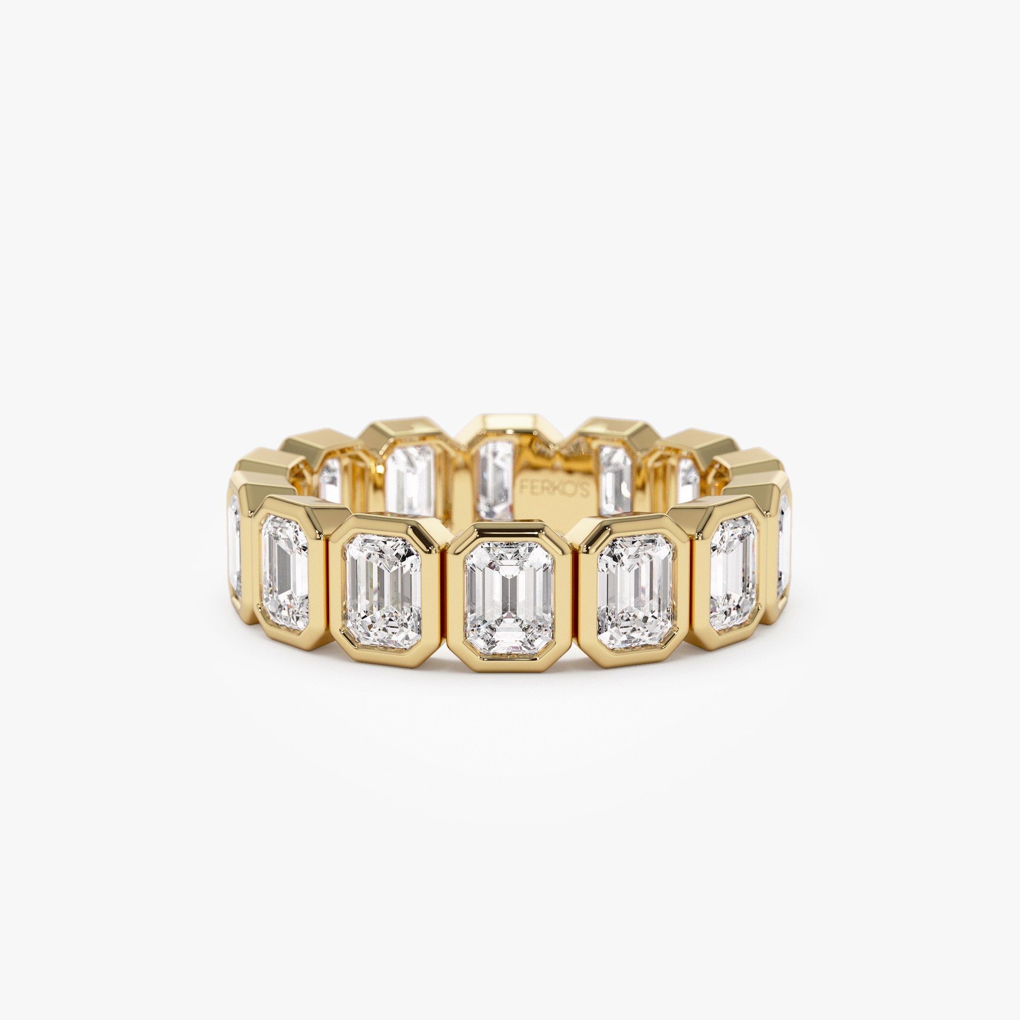 OBFJ1394 - 3.50 ctw 14k Bezel Setting Full Eternity Emerald Cut Lab Grown Diamond Wedding Ring - Nova 1