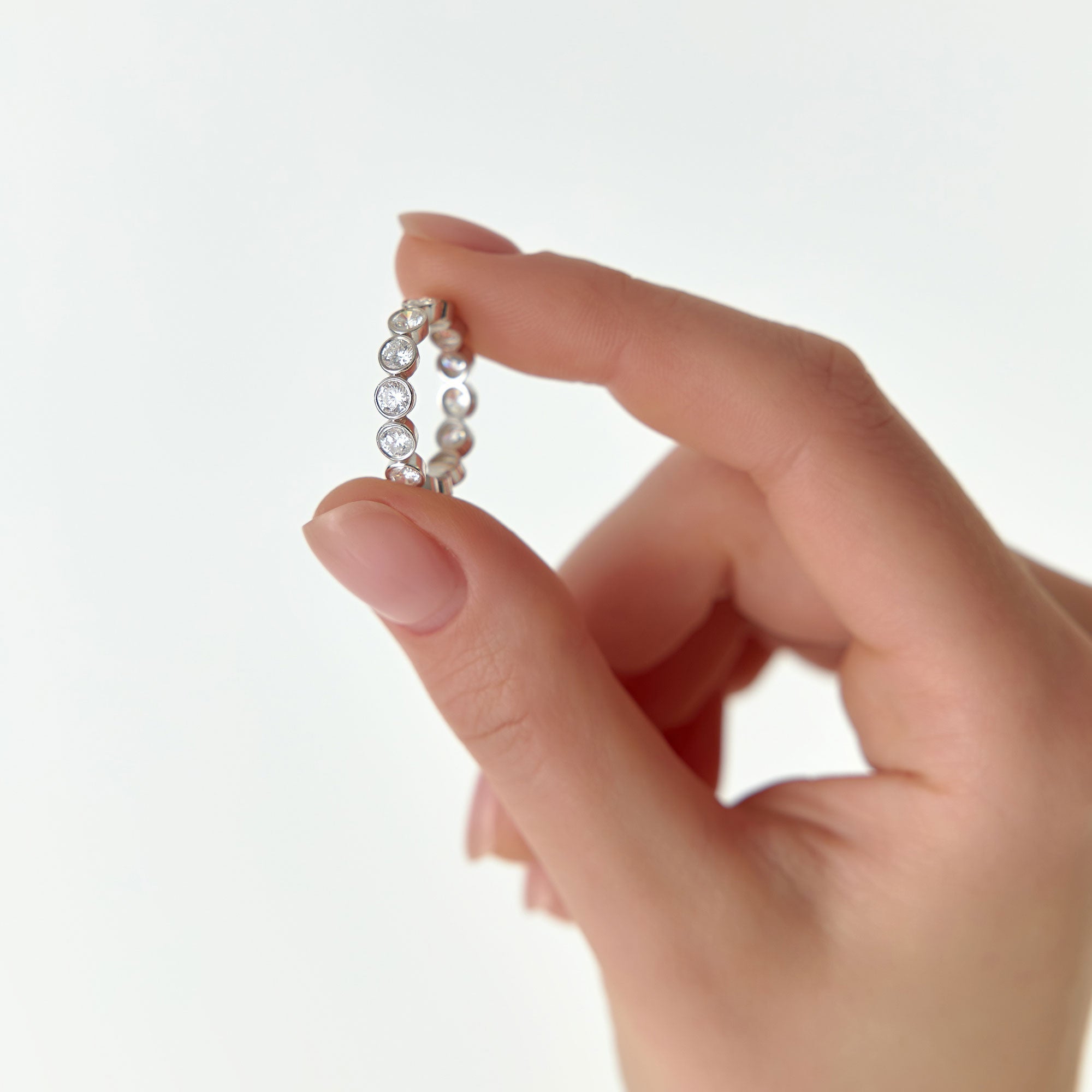 OBFJ1393 - 2.95 ctw 14k Bezel Setting Full Eternity Round Lab Grown Diamond Ring - Camila 5
