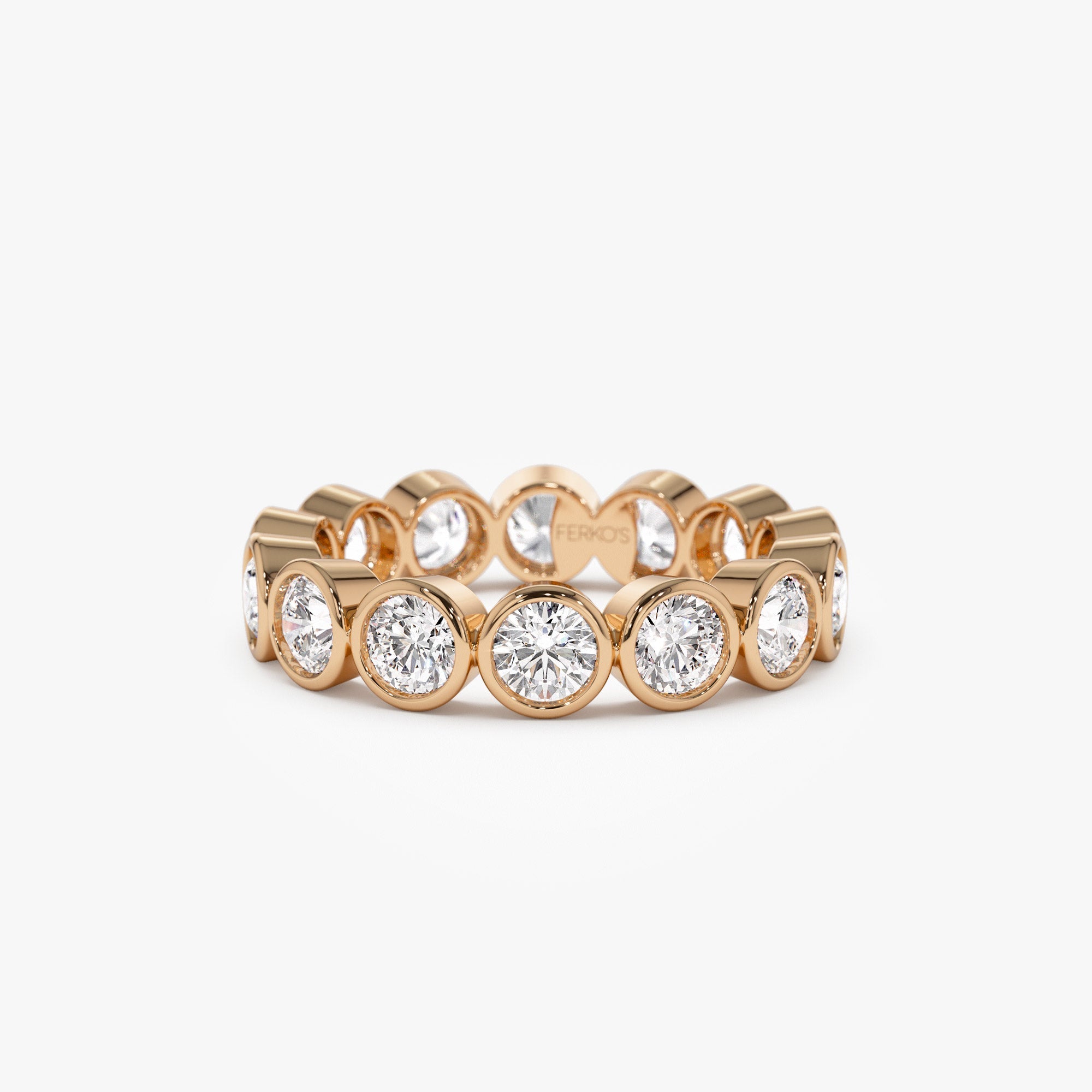 OBFJ1393 - 2.95 ctw 14k Bezel Setting Full Eternity Round Lab Grown Diamond Ring - Camila 7