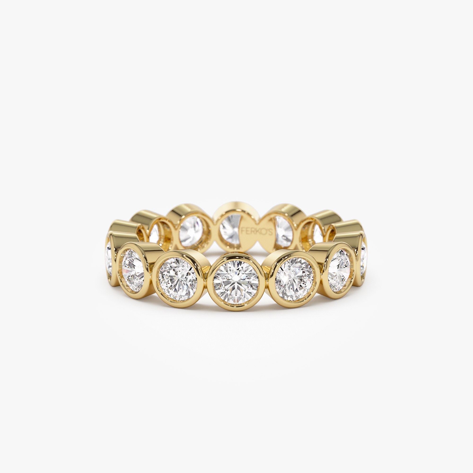 OBFJ1393 - 2.95 ctw 14k Bezel Setting Full Eternity Round Lab Grown Diamond Ring - Camila 1