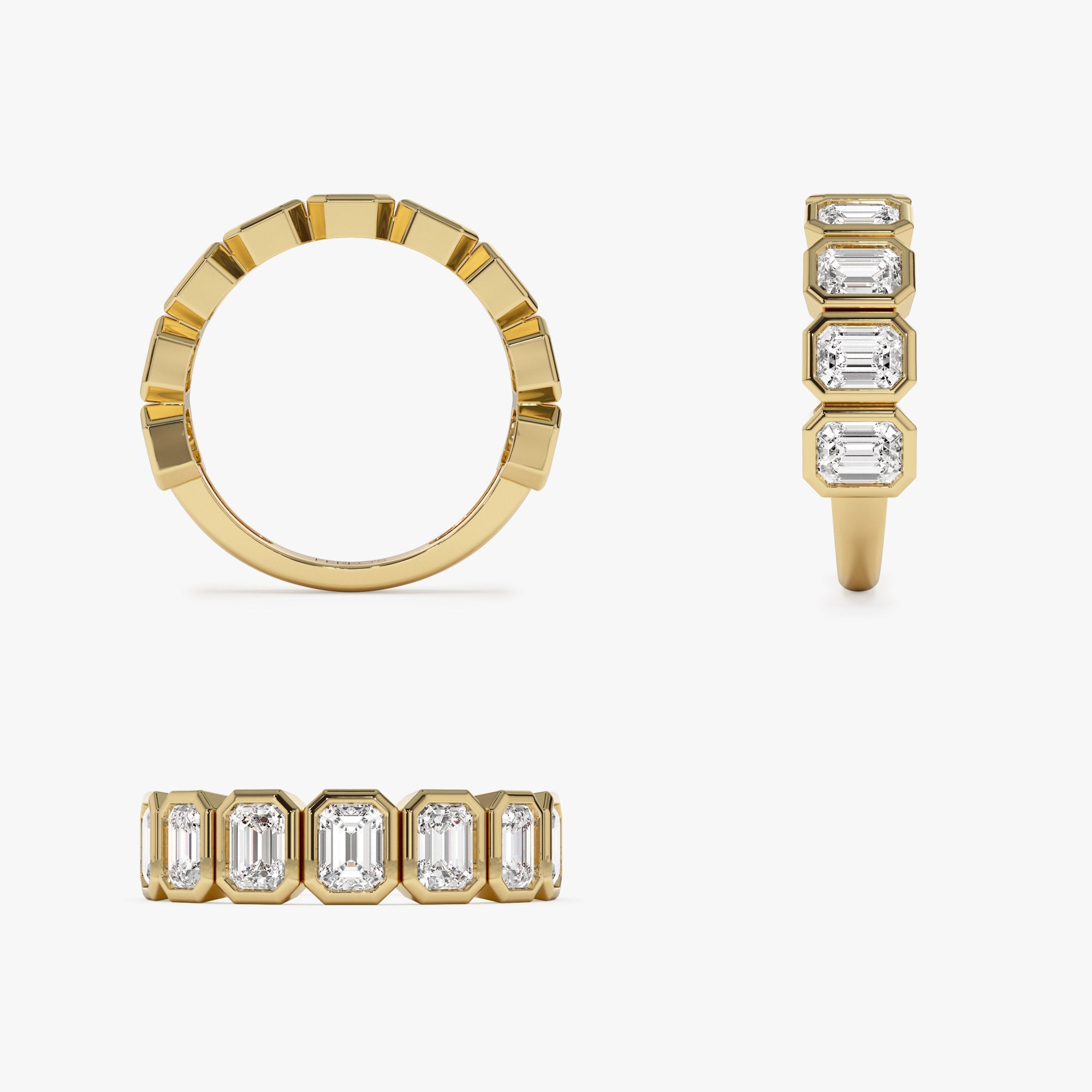OBFJ1397 - 1.90 ctw 14k Bezel Setting Nine Stone Emerald Cut Lab Grown Diamond Wedding Ring - Victoria 7
