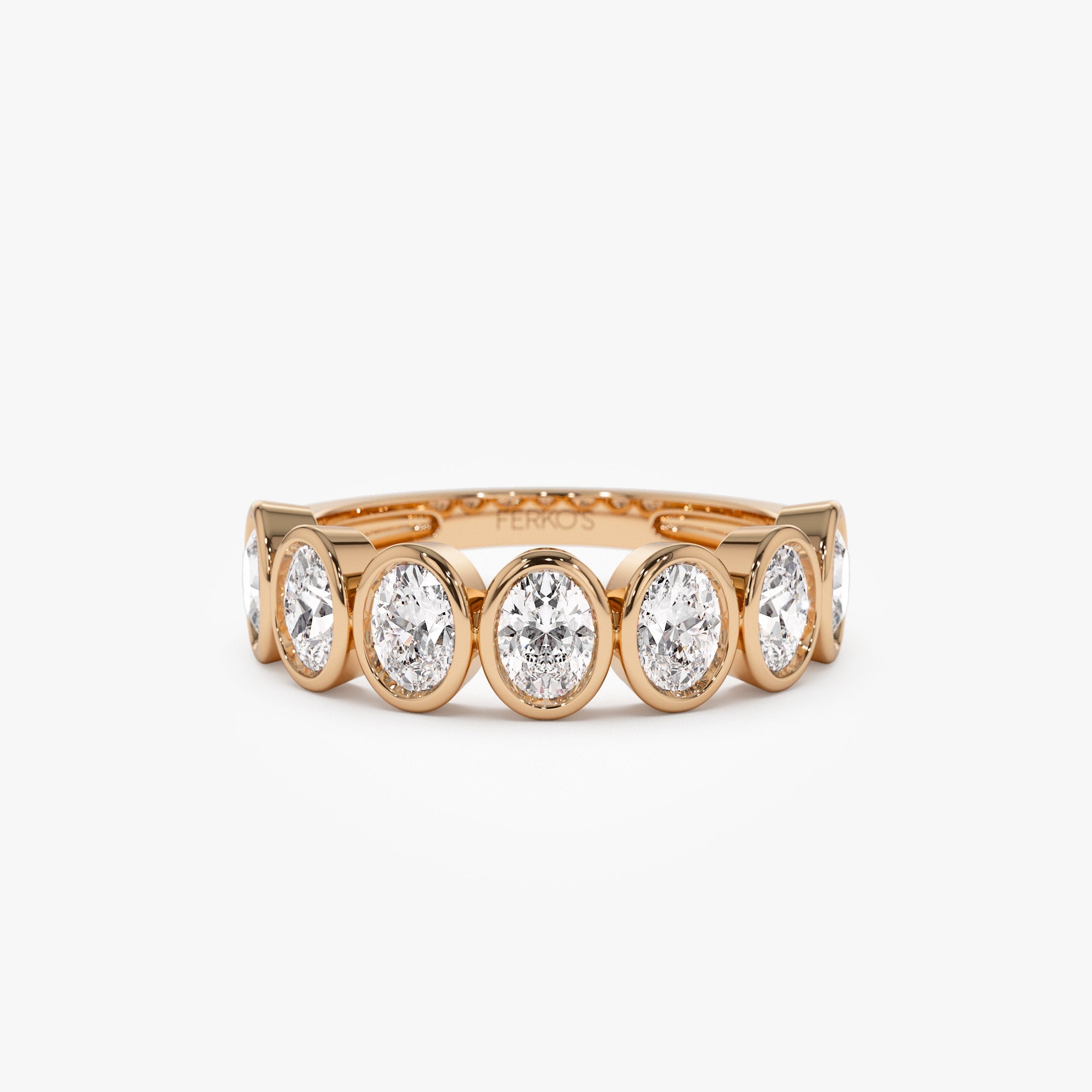 OBFJ1409 - 1.45 ctw 14k Bezel Setting Seven Stone Oval Shape Lab Grown Diamond Ring - Avery 6