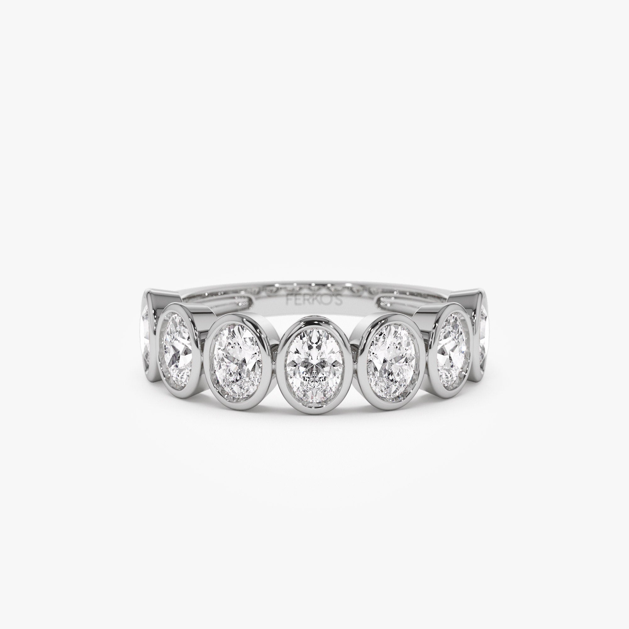 OBFJ1409 - 1.45 ctw 14k Bezel Setting Seven Stone Oval Shape Lab Grown Diamond Ring - Avery 5