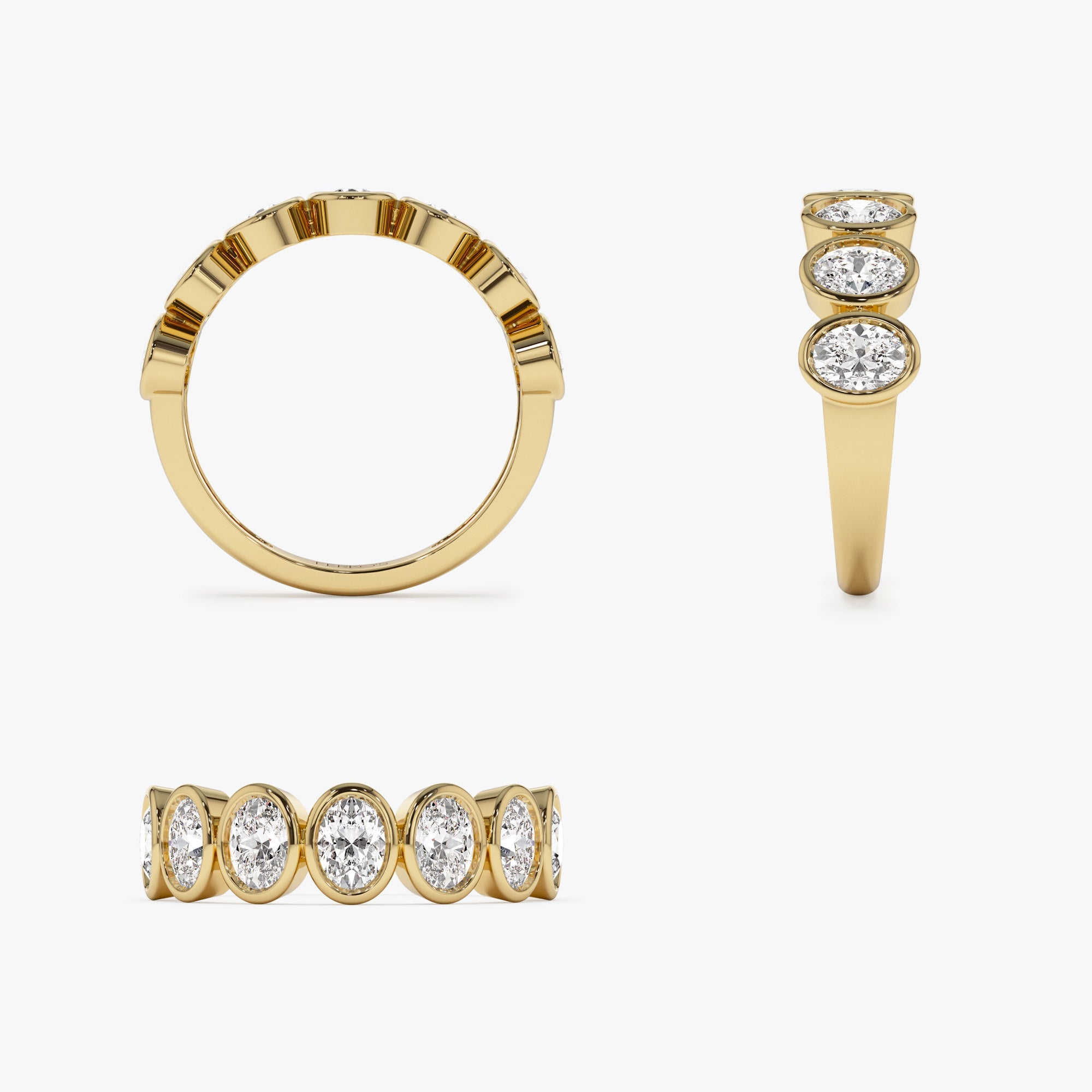 OBFJ1409 - 1.45 ctw 14k Bezel Setting Seven Stone Oval Shape Lab Grown Diamond Ring - Avery 8