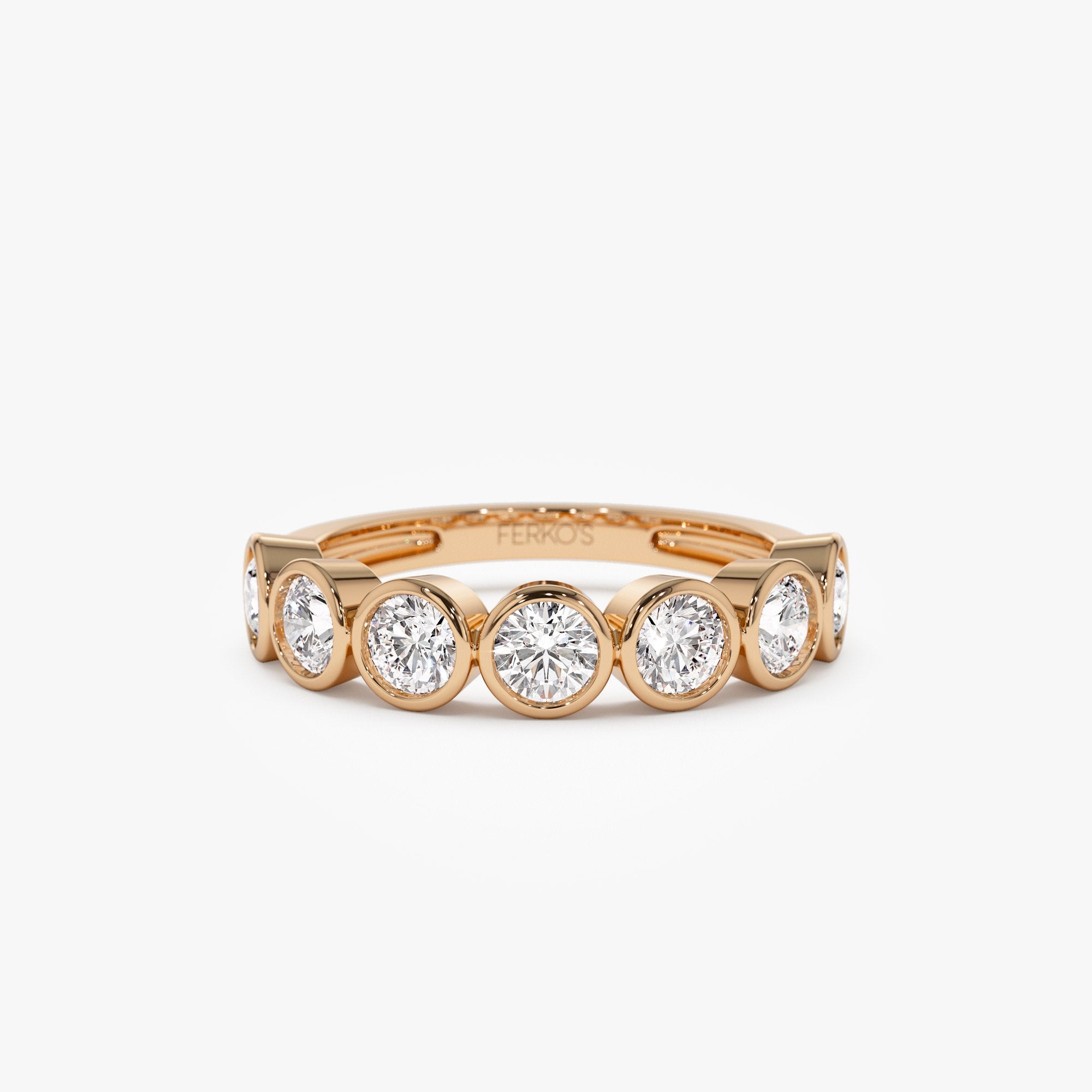 OBFJ1408 - 1.45 ctw 14k Bezel Setting Seven Stone Round Lab Grown Diamond Ring - Mila 7
