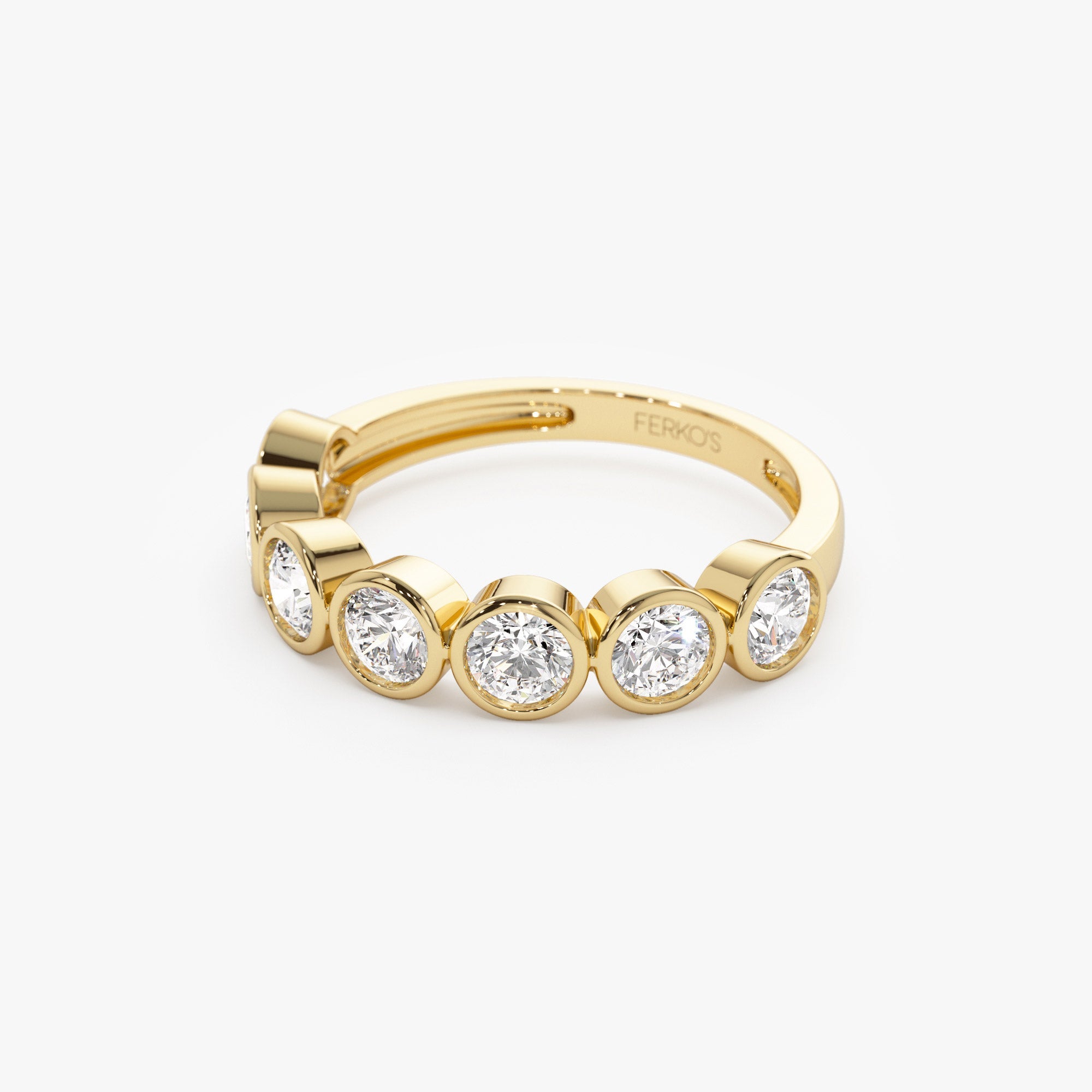 OBFJ1408 - 1.45 ctw 14k Bezel Setting Seven Stone Round Lab Grown Diamond Ring - Mila 8