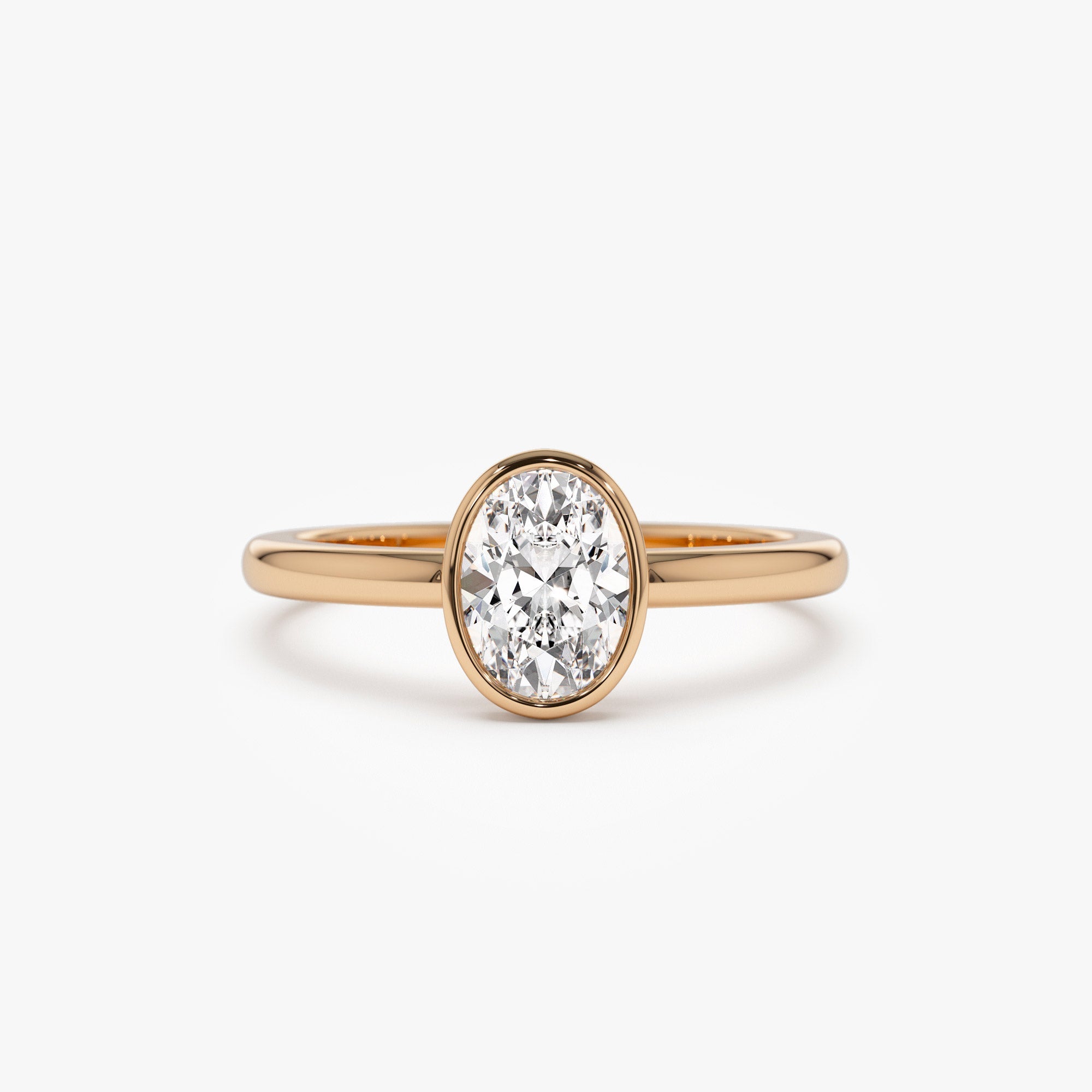 OBFJ1390 - 0.75 - 1.50 ctw 14k Bezel Setting Oval Shaped Lab Grown Diamond Engagement Ring - Cora 3