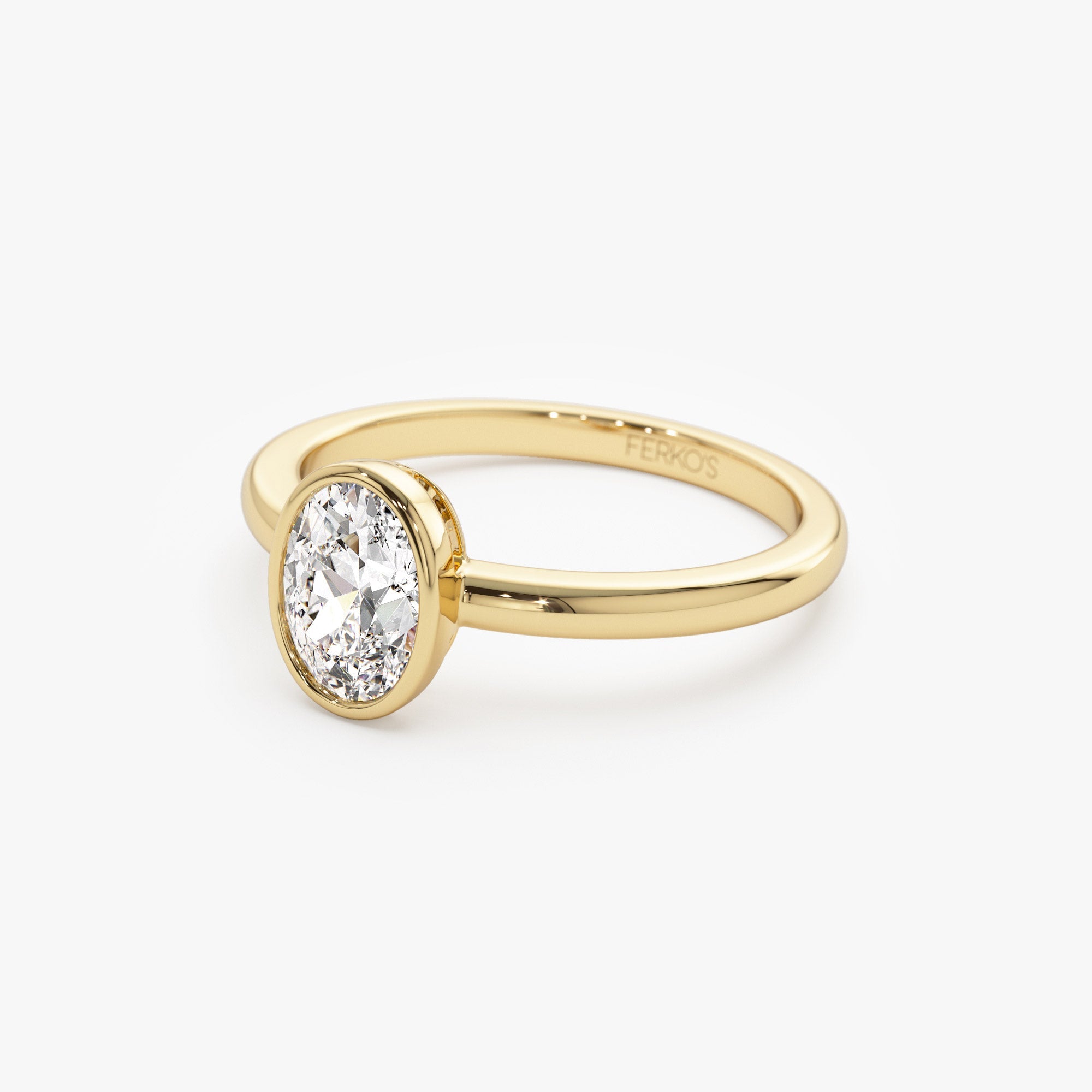 OBFJ1390 - 0.75 - 1.50 ctw 14k Bezel Setting Oval Shaped Lab Grown Diamond Engagement Ring - Cora 4