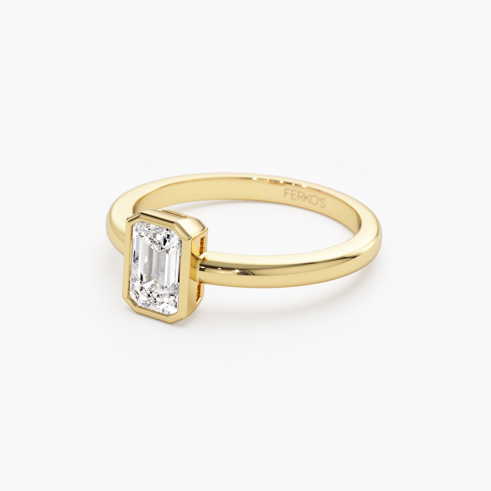 OBFJ1391 - 0.75 - 1.50 ctw 14k Bezel Setting Emerald Cut Lab Grown Diamond Engagement Ring - Anna 9