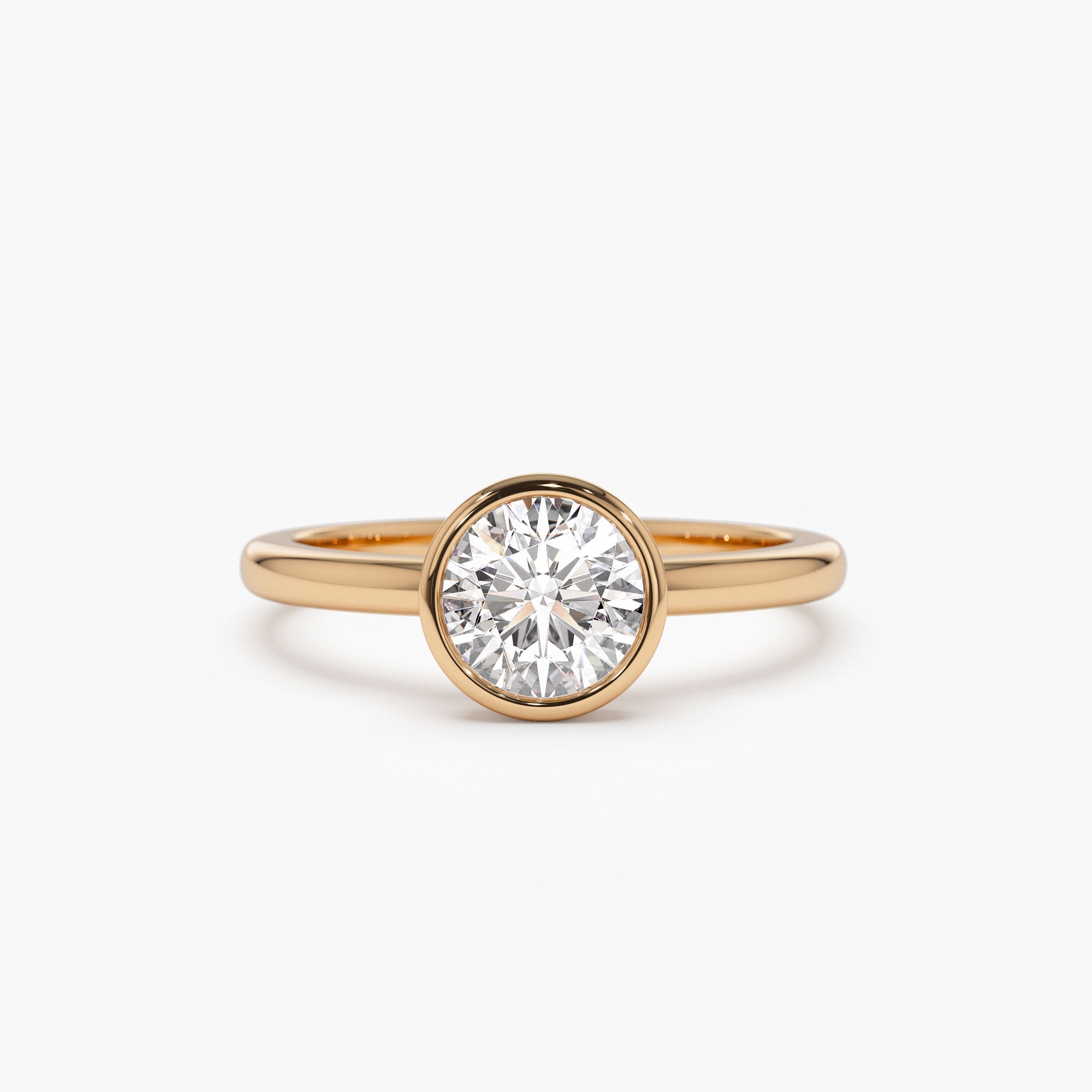 OBFJ1388 - 0.75 - 1.50 ctw 14k Bezel Setting Round Shape Lab Grown Diamond Engagement Ring - Lydia 3