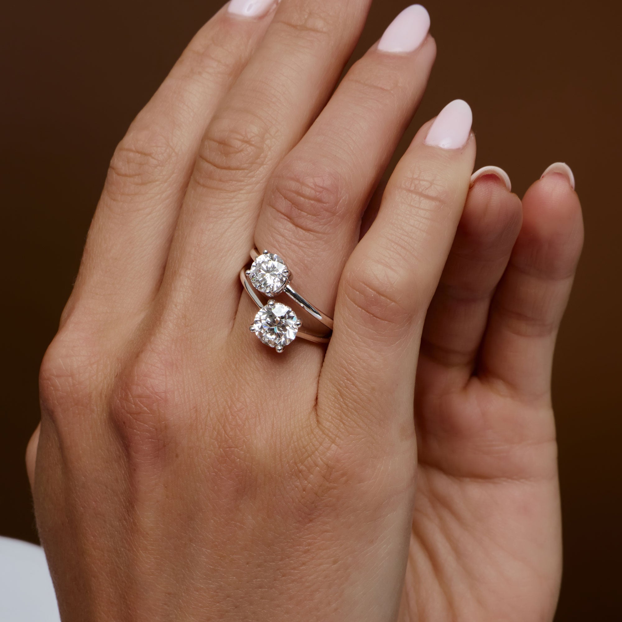 OBFJ1384 - 0.75 - 1.50 ctw 14k Four Prong Setting Round Shape Lab Grown Diamond Engagement Ring - Valerie 2