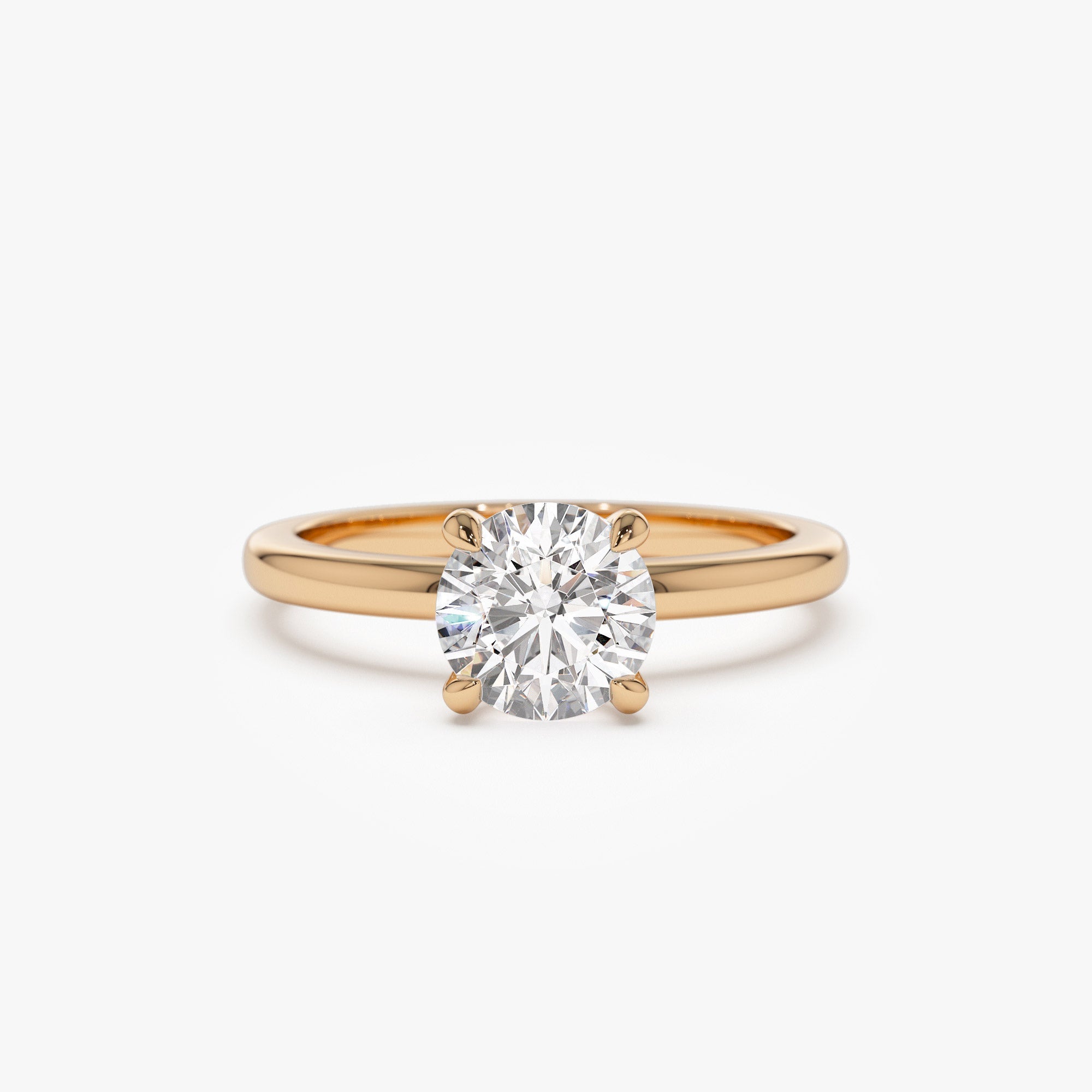 OBFJ1384 - 0.75 - 1.50 ctw 14k Four Prong Setting Round Shape Lab Grown Diamond Engagement Ring - Valerie 7