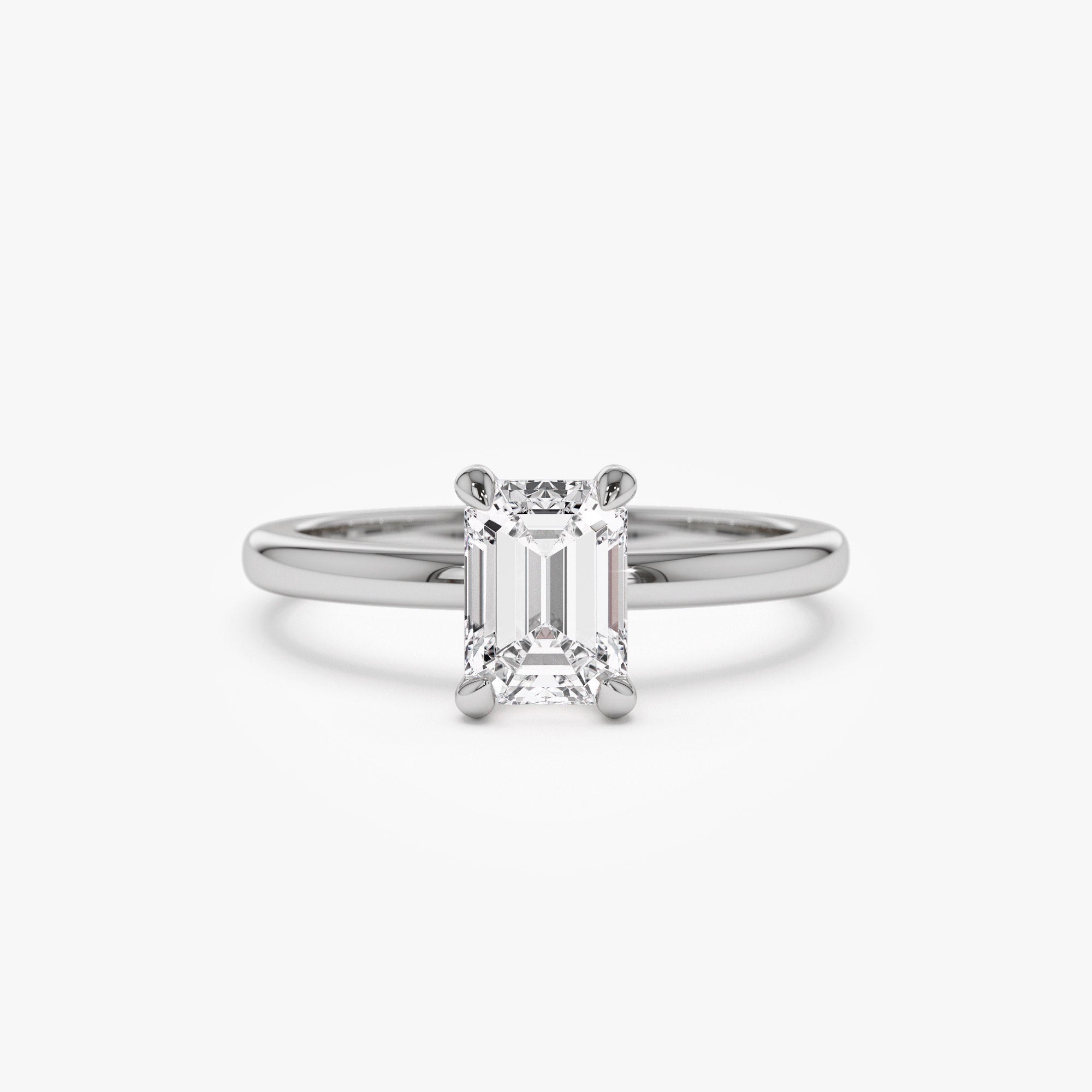 OBFJ1386 - 0.75 - 1.50 ctw 14k Four Prong Setting Emerald Cut Lab Grown Diamond Engagement Ring - Esther 4