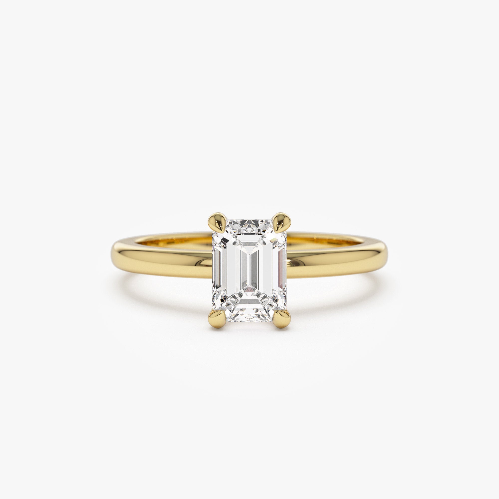 OBFJ1386 - 0.75 - 1.50 ctw 14k Four Prong Setting Emerald Cut Lab Grown Diamond Engagement Ring - Esther 1