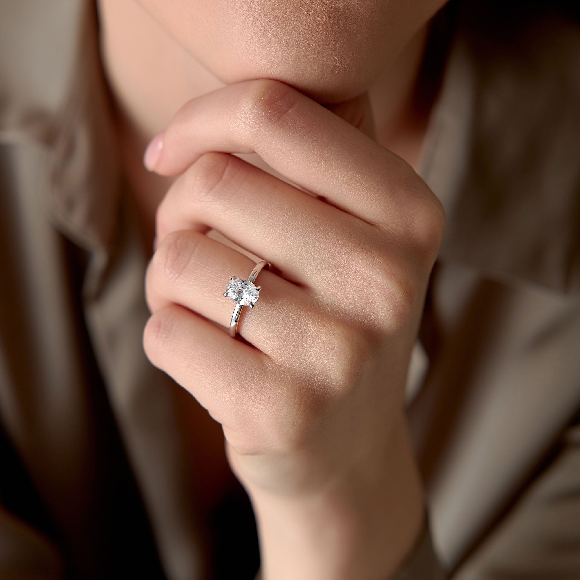 OBFJ1385 - 0.75 - 1.50 ctw 14k Four Prong Setting Oval Shaped Lab Grown Diamond Engagement Ring - Valeria 4
