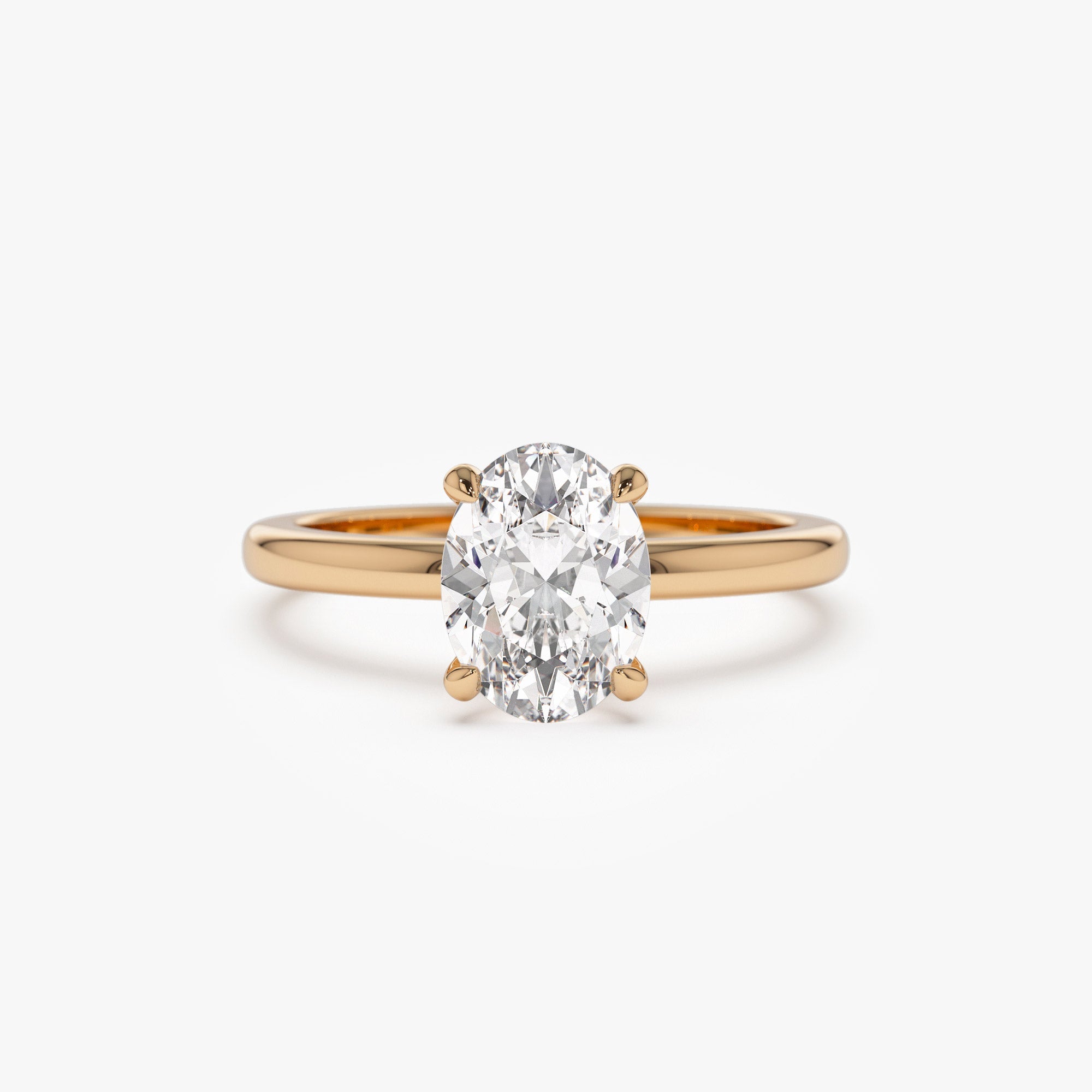OBFJ1385 - 0.75 - 1.50 ctw 14k Four Prong Setting Oval Shaped Lab Grown Diamond Engagement Ring - Valeria 5