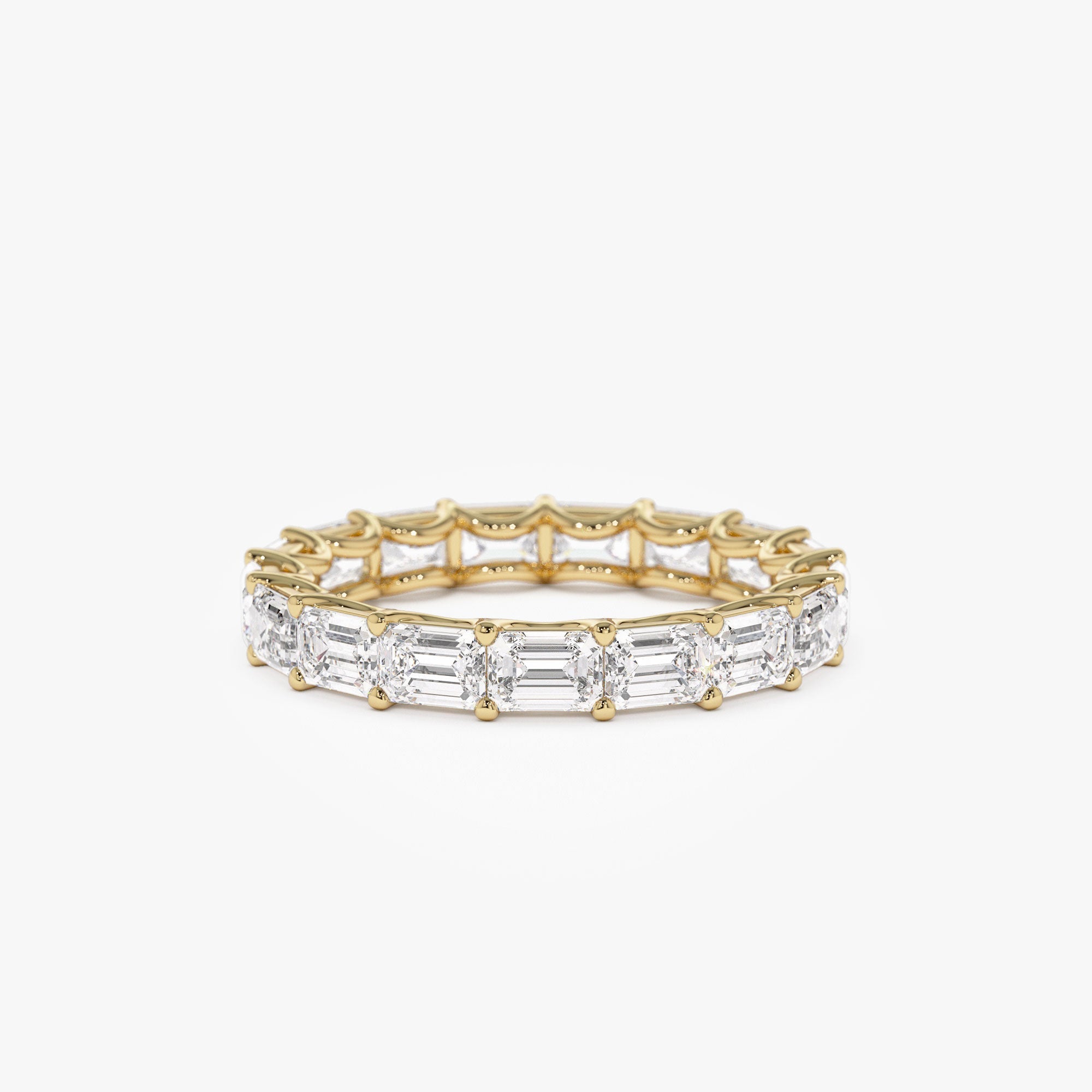 OBFJ1177 - 3.25 ctw 14k East West Prong Setting Full Eternity Emerald Cut Lab Grown Diamond Ring - Nia 1