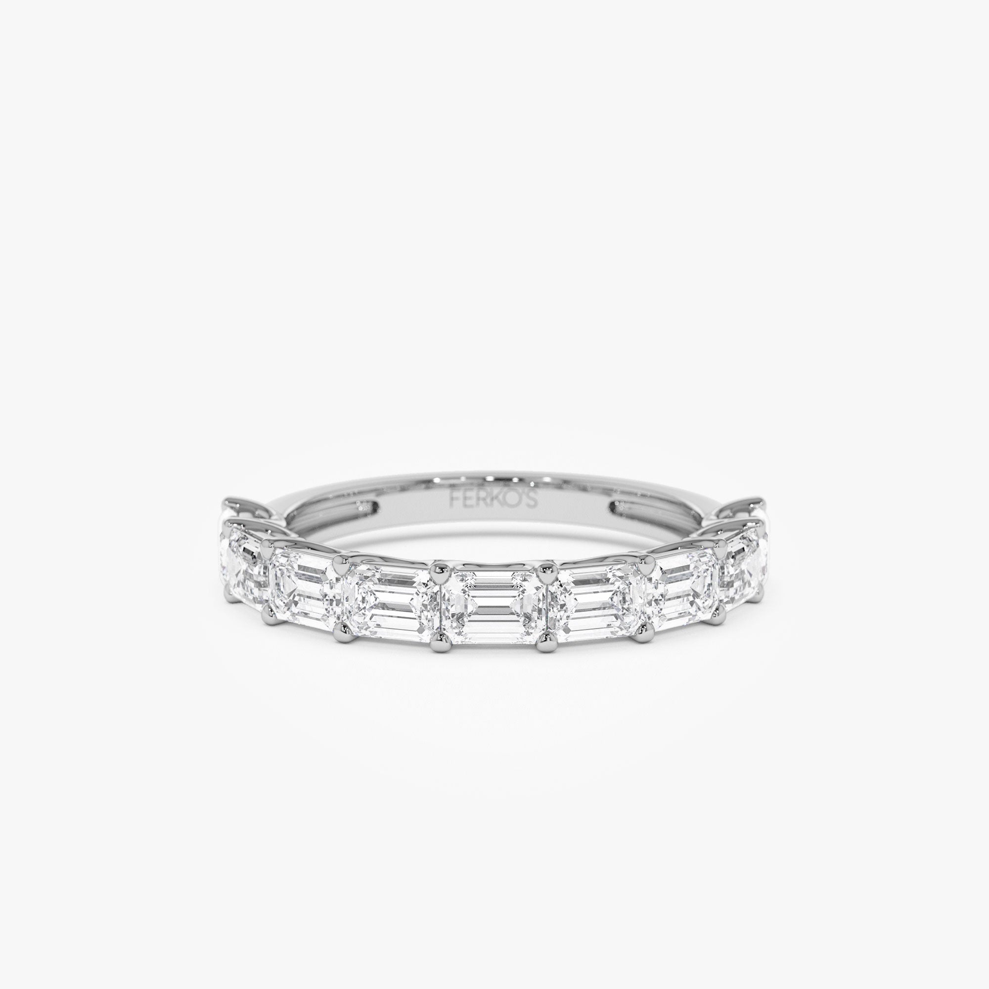 OBFJ1176 - 1.70 ctw 14k East West Prong Setting Nine Stone Emerald Cut Lab Grown Diamond Wedding Ring - Haley 4
