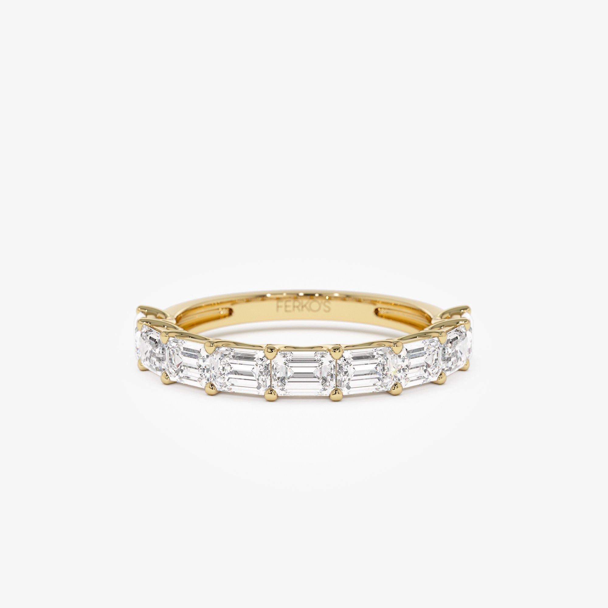 OBFJ1176 - 1.70 ctw 14k East West Prong Setting Nine Stone Emerald Cut Lab Grown Diamond Wedding Ring - Haley 1
