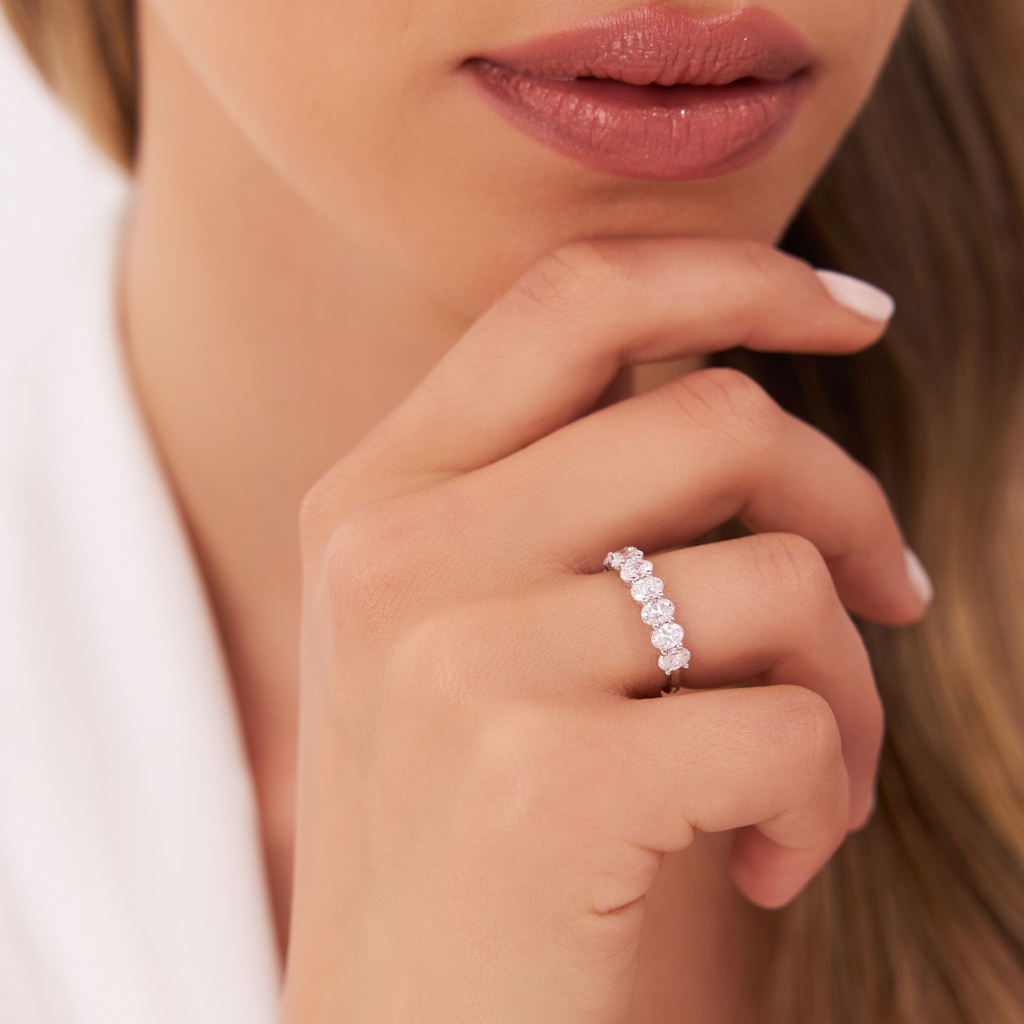 OBFJ1178 - 1.25 ctw 14k Prong Setting Seven Stone Oval Cut Lab Grown Diamond Wedding Ring - Marie 2