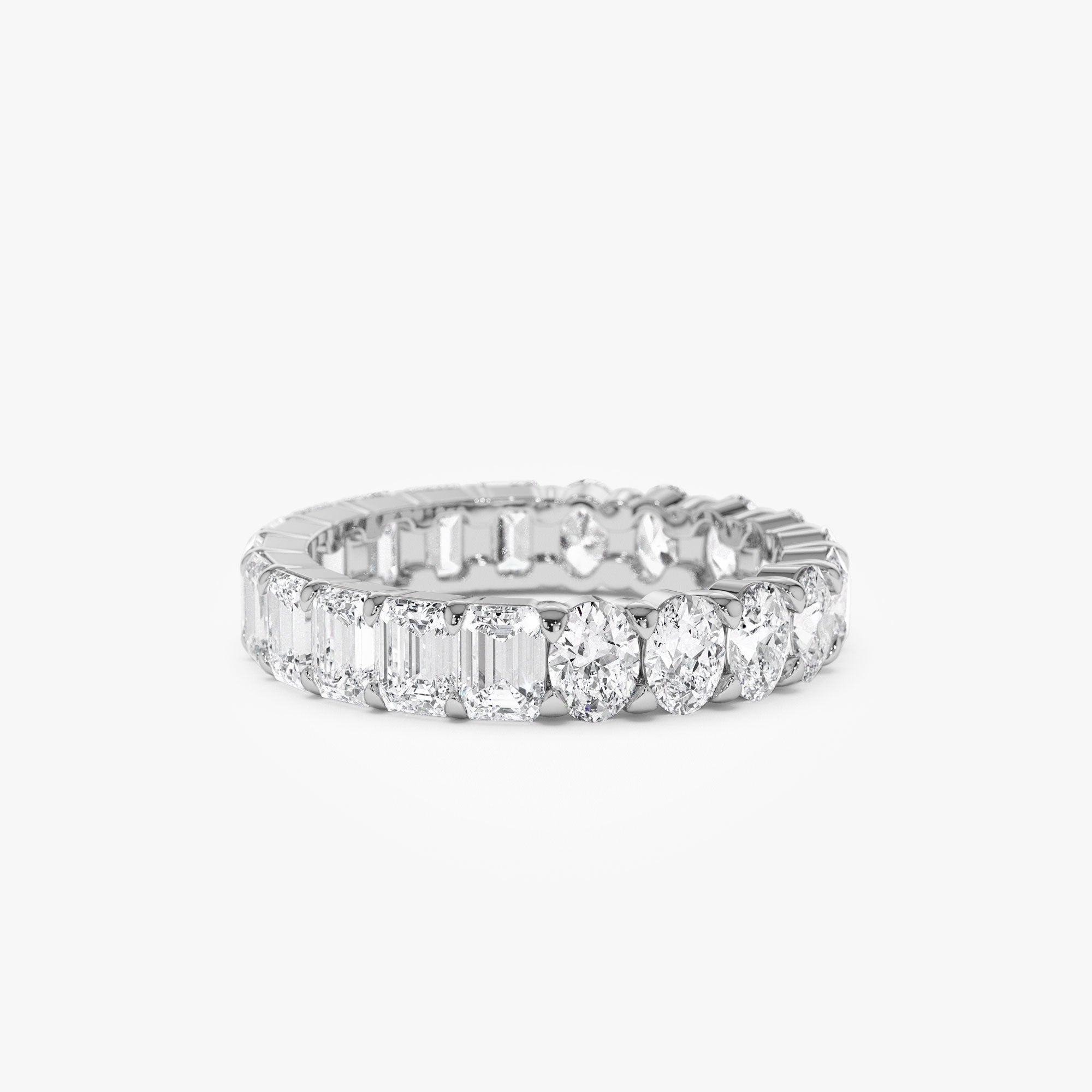 OBFJ1175 - 3.30 ctw 14k Prong Setting Full Eternity Oval & Emerald Cut Lab Grown Diamond Ring - Rosa 2