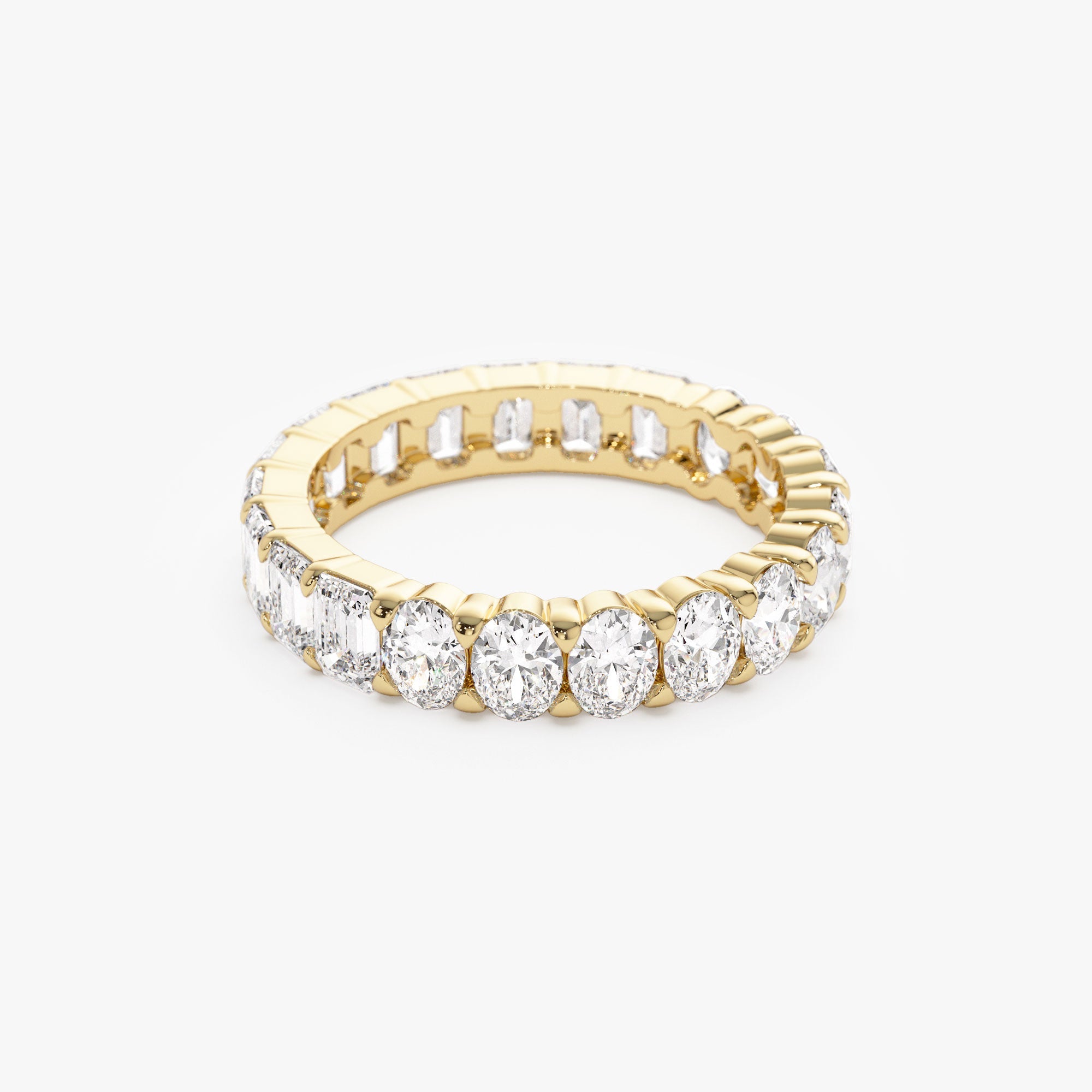 OBFJ1175 - 3.30 ctw 14k Prong Setting Full Eternity Oval & Emerald Cut Lab Grown Diamond Ring - Rosa 4