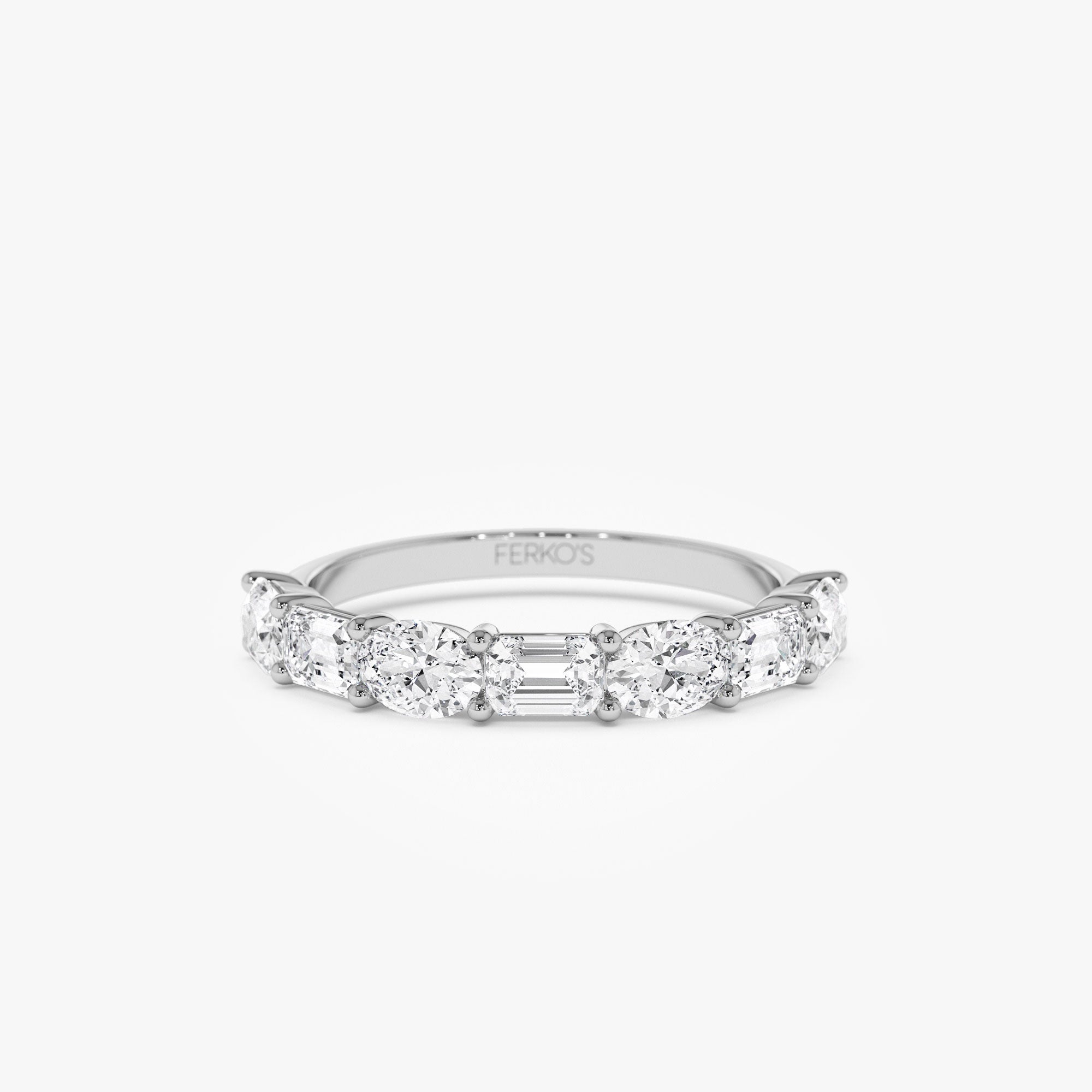 OBFJ1174 - 1.30 ctw 14k East West Prong Setting Seven Stone Oval &  Emerald Cut Lab Grown Diamond Ring - Jayleen 5