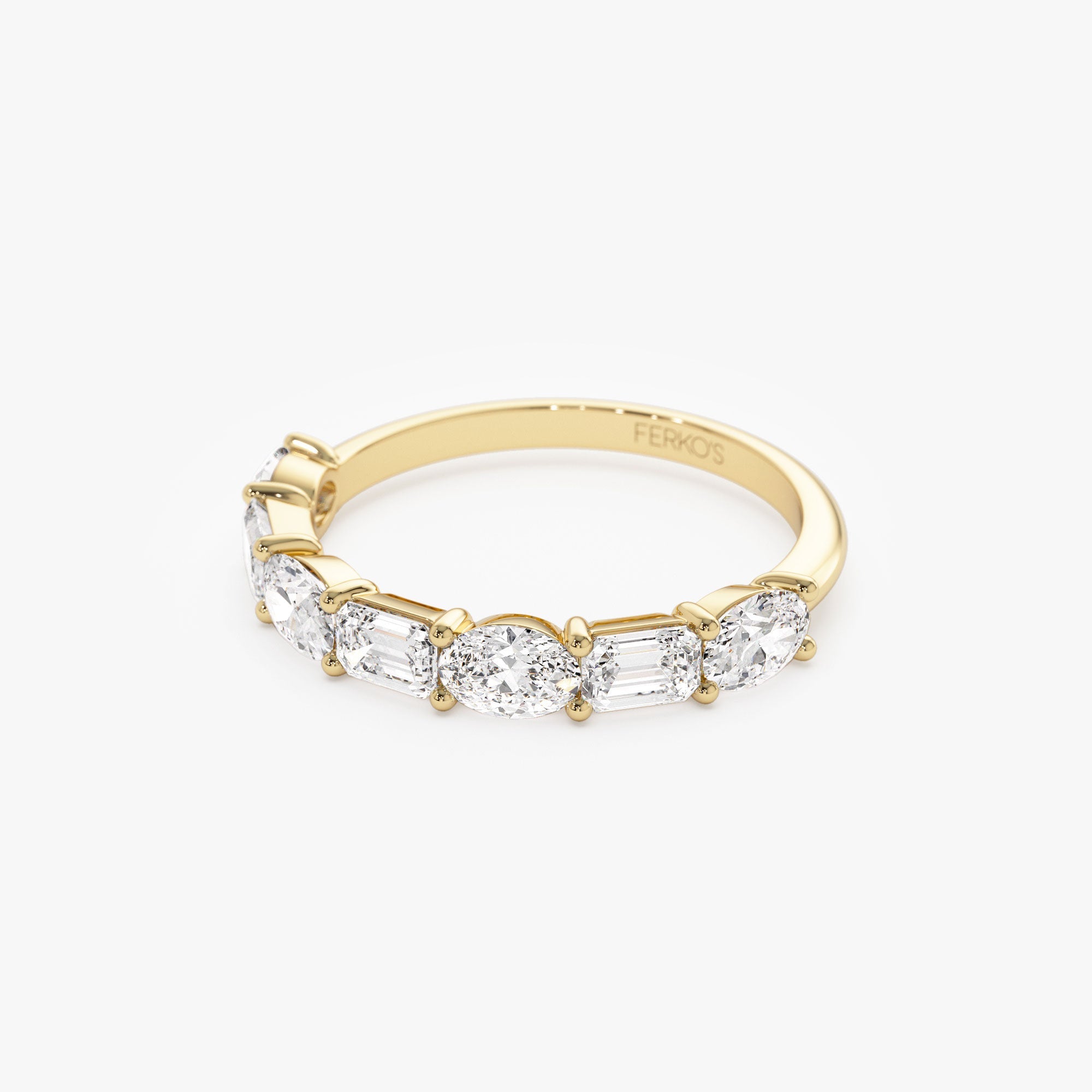 OBFJ1174 - 1.30 ctw 14k East West Prong Setting Seven Stone Oval &  Emerald Cut Lab Grown Diamond Ring - Jayleen 7
