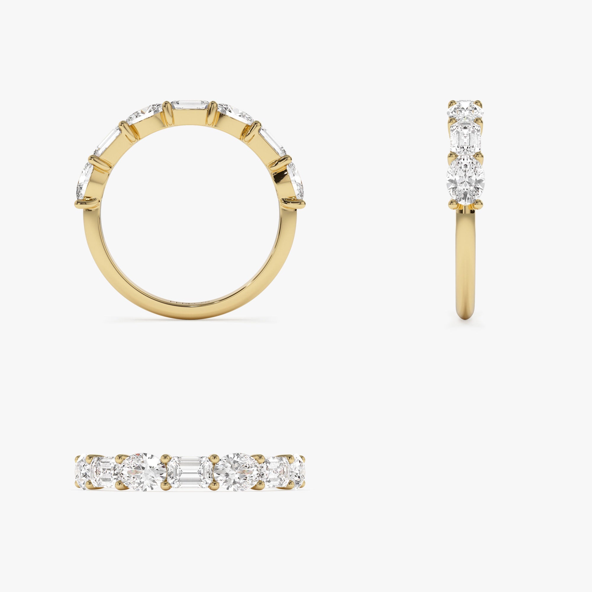 OBFJ1174 - 1.30 ctw 14k East West Prong Setting Seven Stone Oval &  Emerald Cut Lab Grown Diamond Ring - Jayleen 8