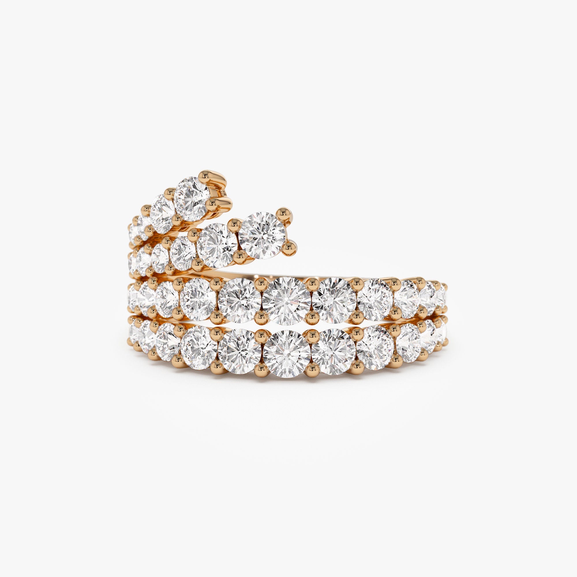 OBFJ1360 - 14k Wave Diamond Statement Ring 5