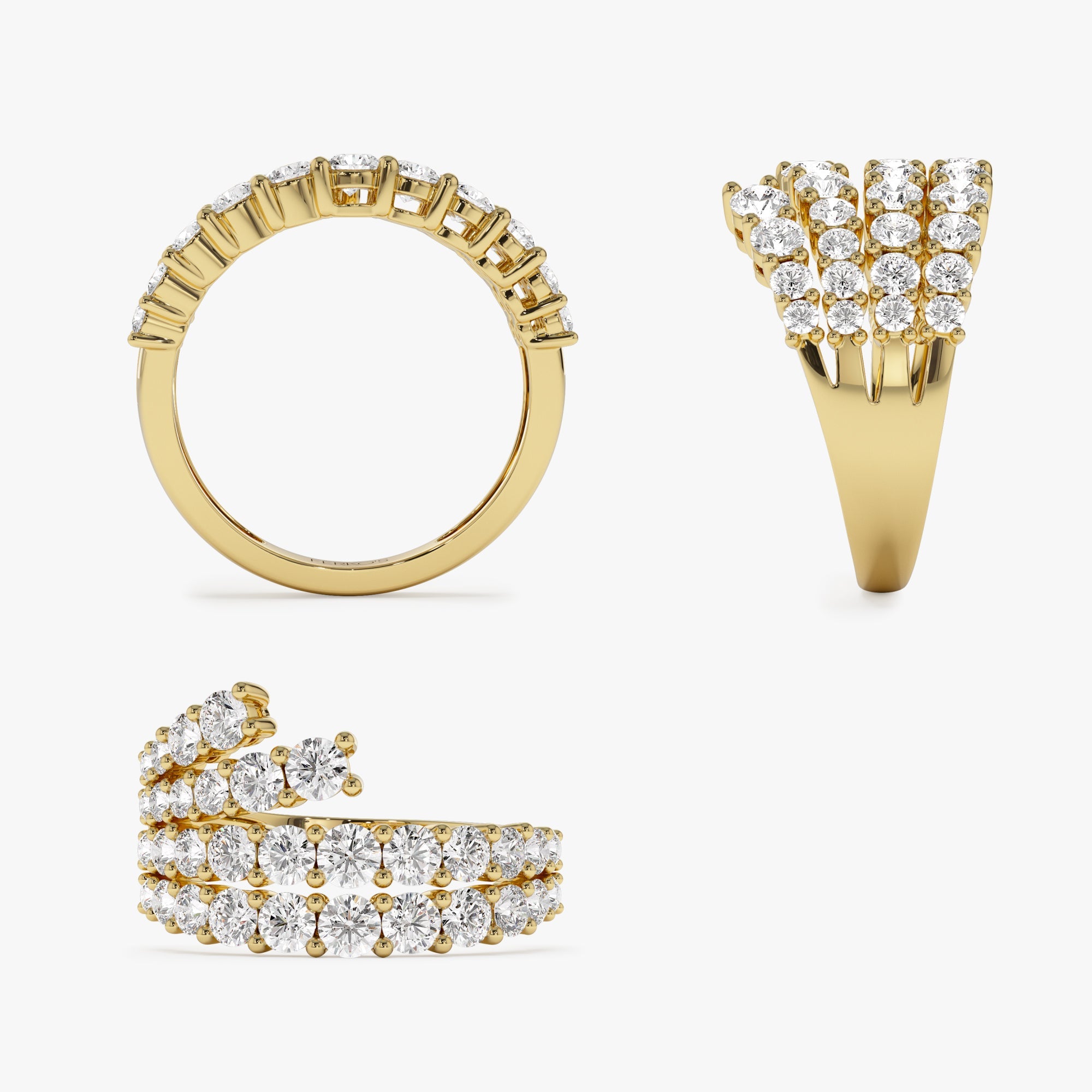 OBFJ1360 - 14k Wave Diamond Statement Ring 8