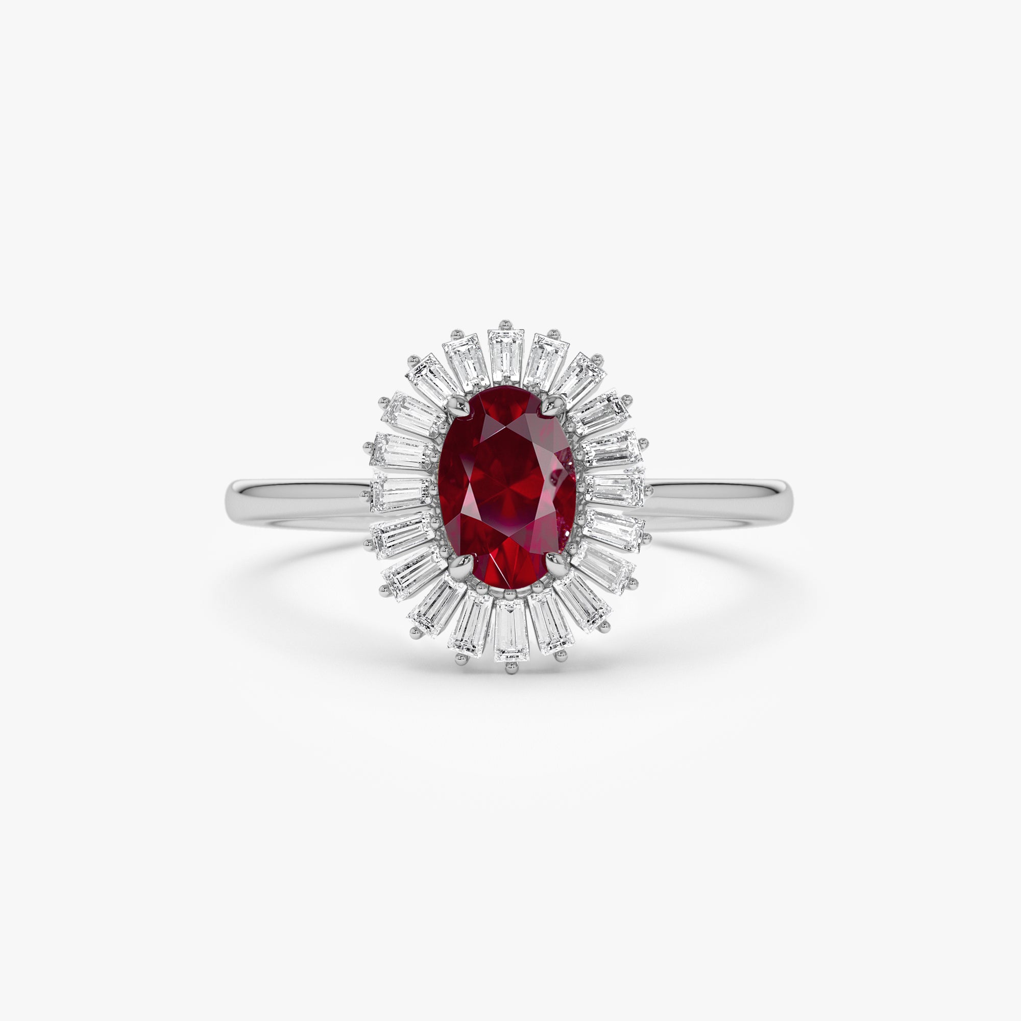 OBFJ1221 - 14k Baguette Diamond Ballerina Oval Ruby Ring 6