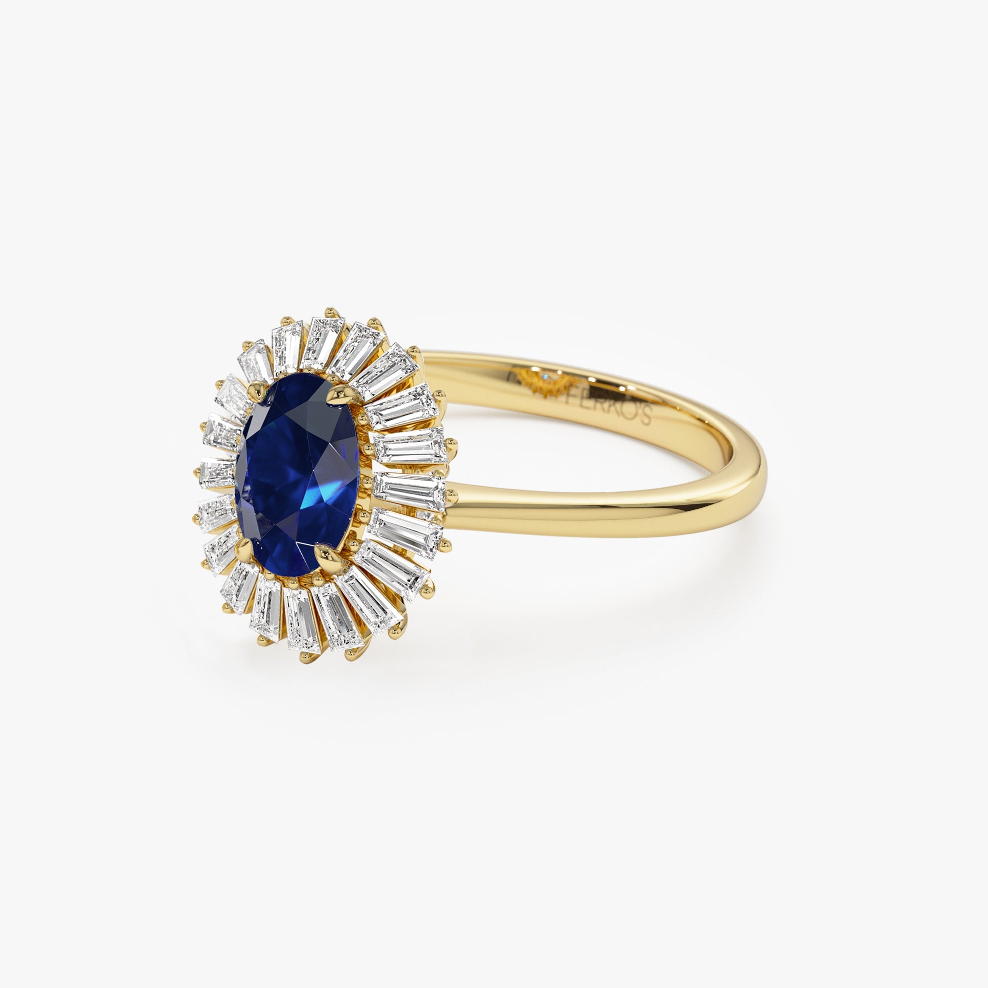 OBFJ1220 - 14k Baguette Diamond Ballerina Oval Sapphire Ring 9
