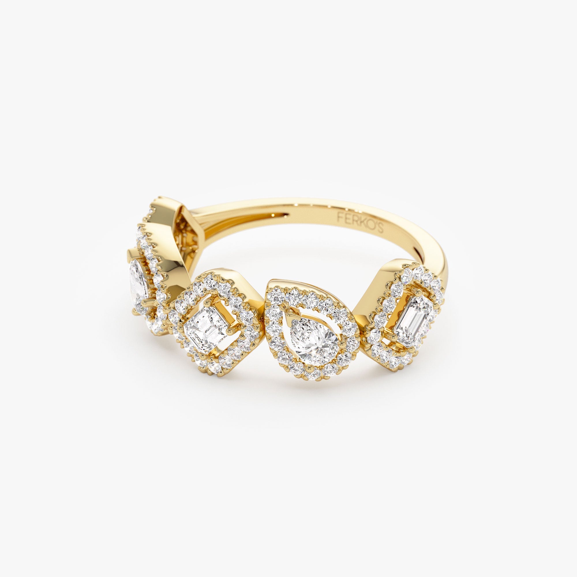 OBFJ1222 - 14K Gold Multi-Shaped Diamond Band 5